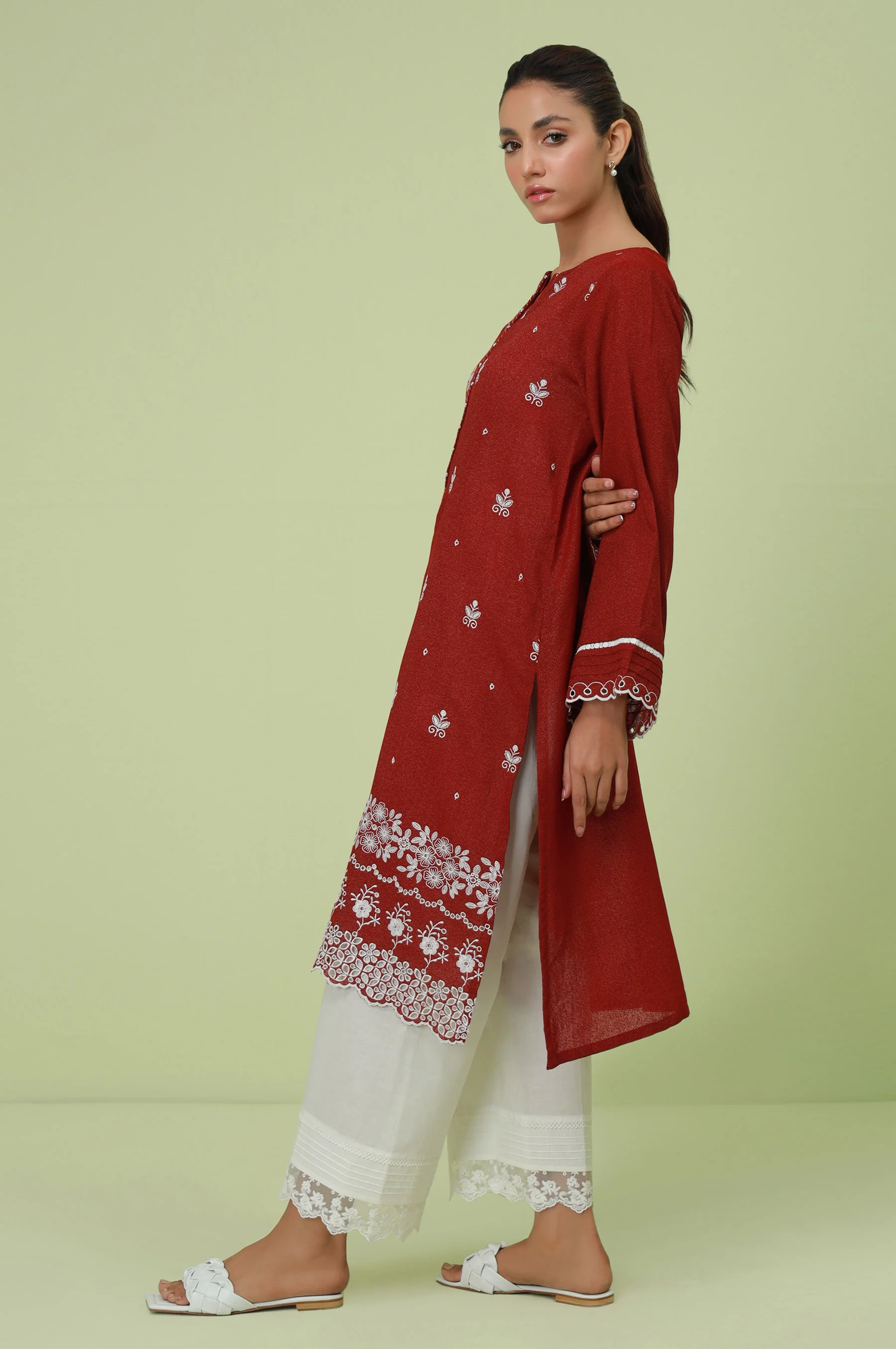 Stitched 1 Piece Textured Lawn Chikankari Embroidered Shirt - Image 4