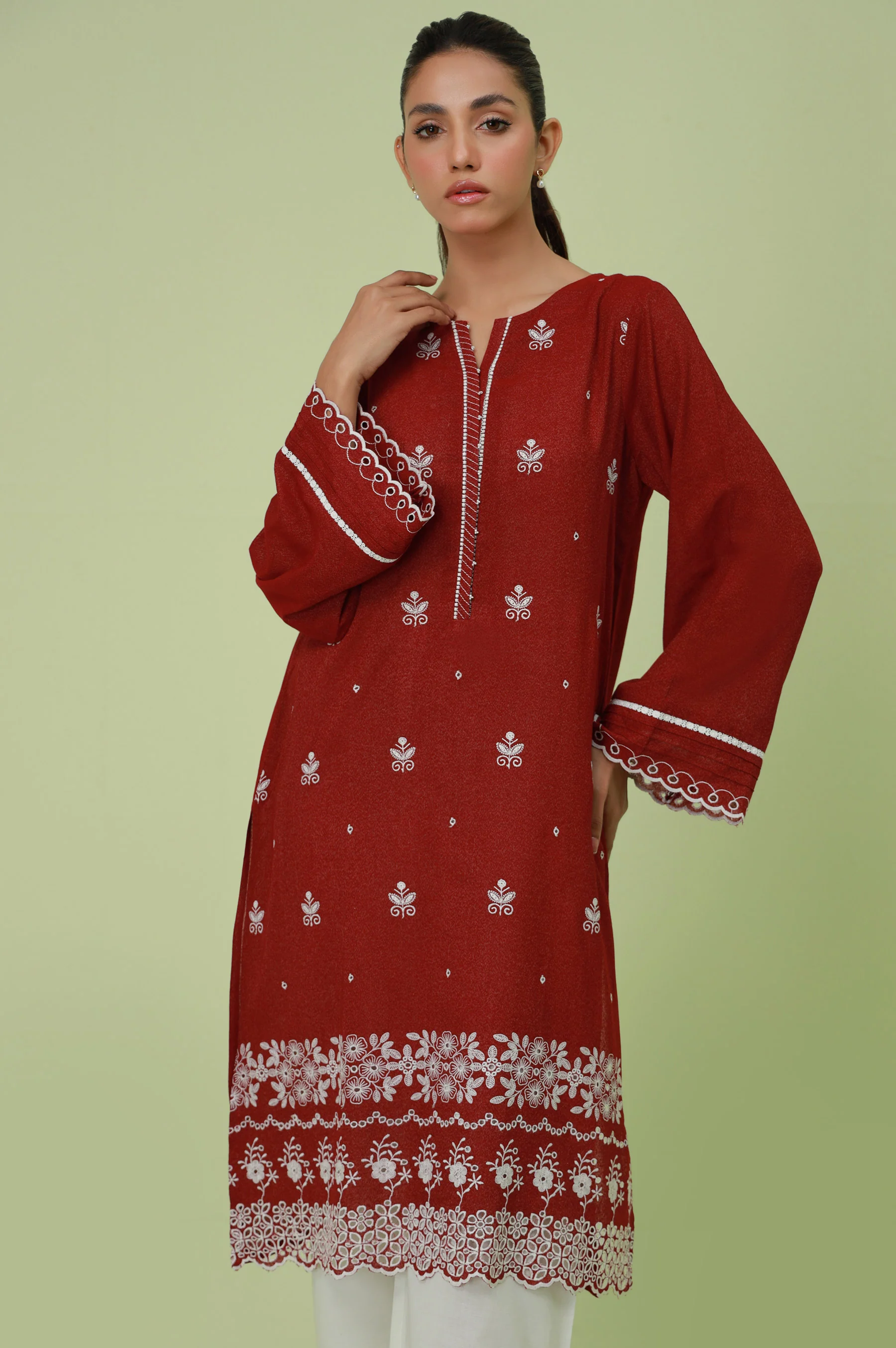 Stitched 1 Piece Textured Lawn Chikankari Embroidered Shirt - Image 5