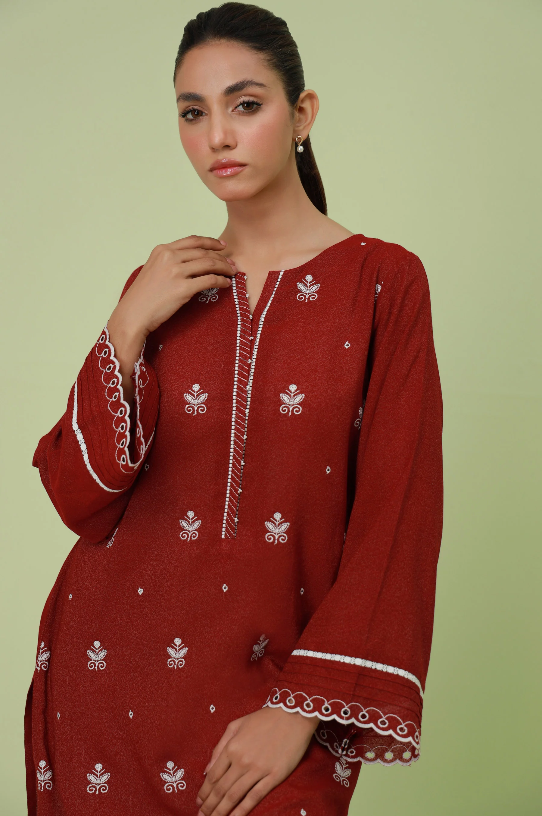 Stitched 1 Piece Textured Lawn Chikankari Embroidered Shirt - Image 6