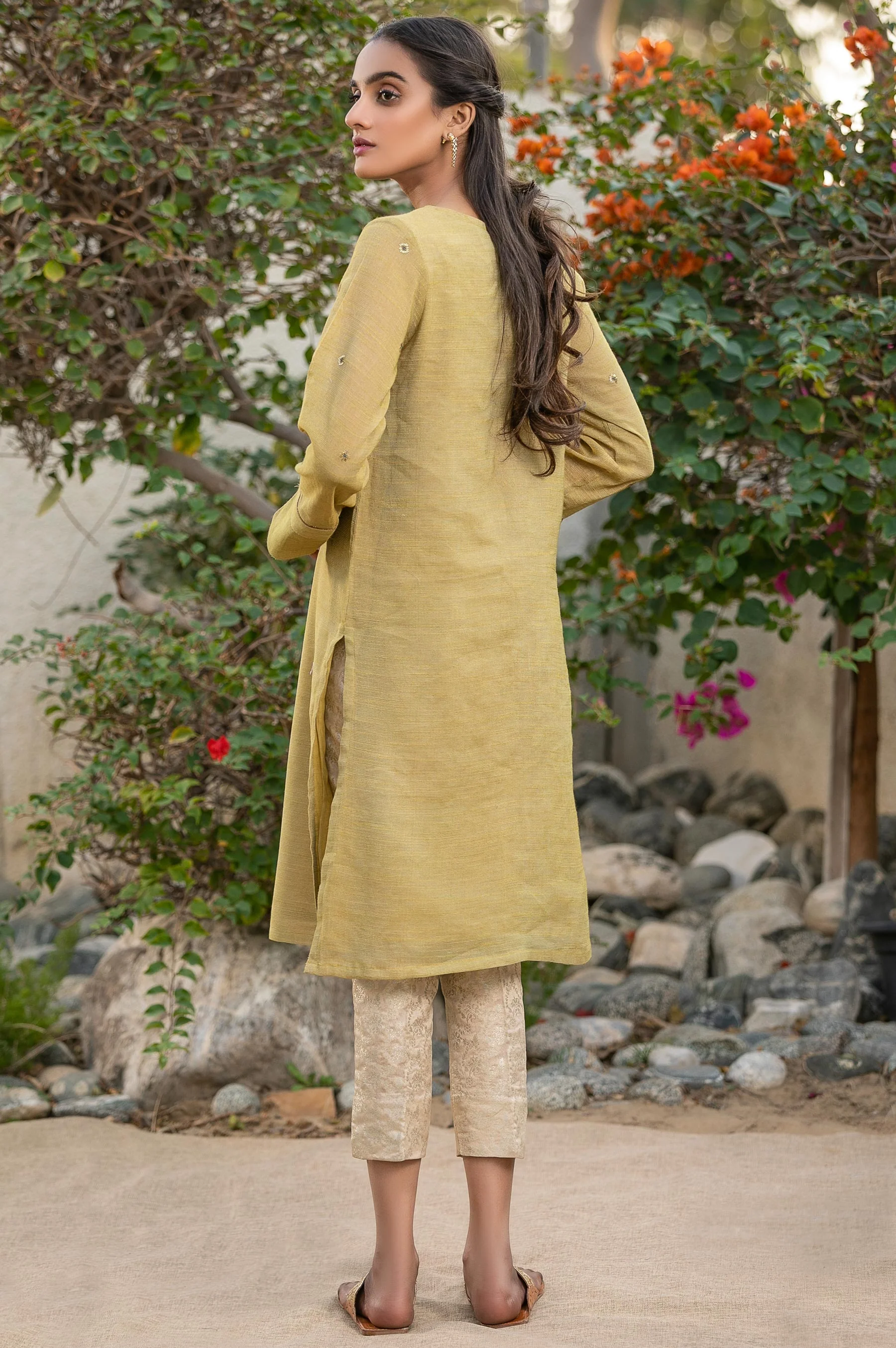 Stitched 1 Piece Slub Khaddi Net Embroidered Shirt - Image 2