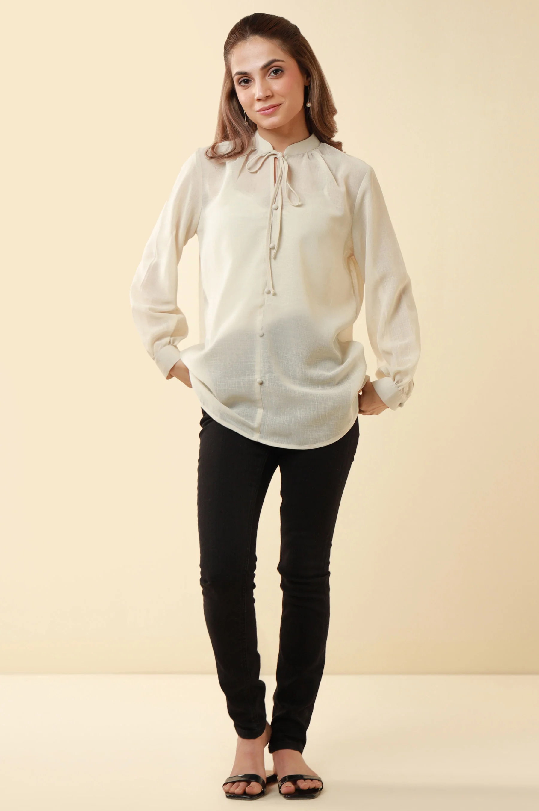Zeen Western Slub Georgette Top