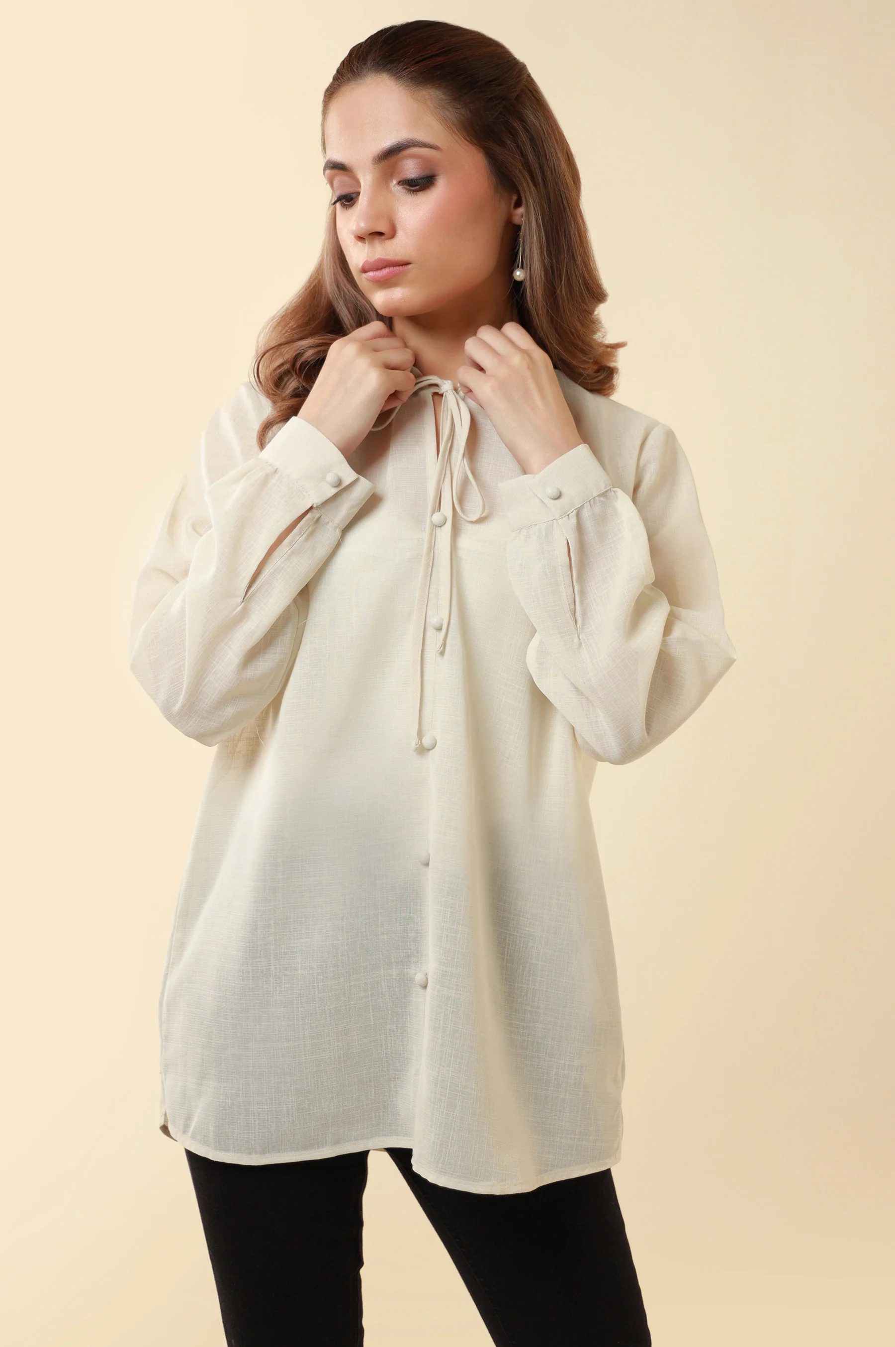 Zeen Western Slub Georgette Top - Image 2