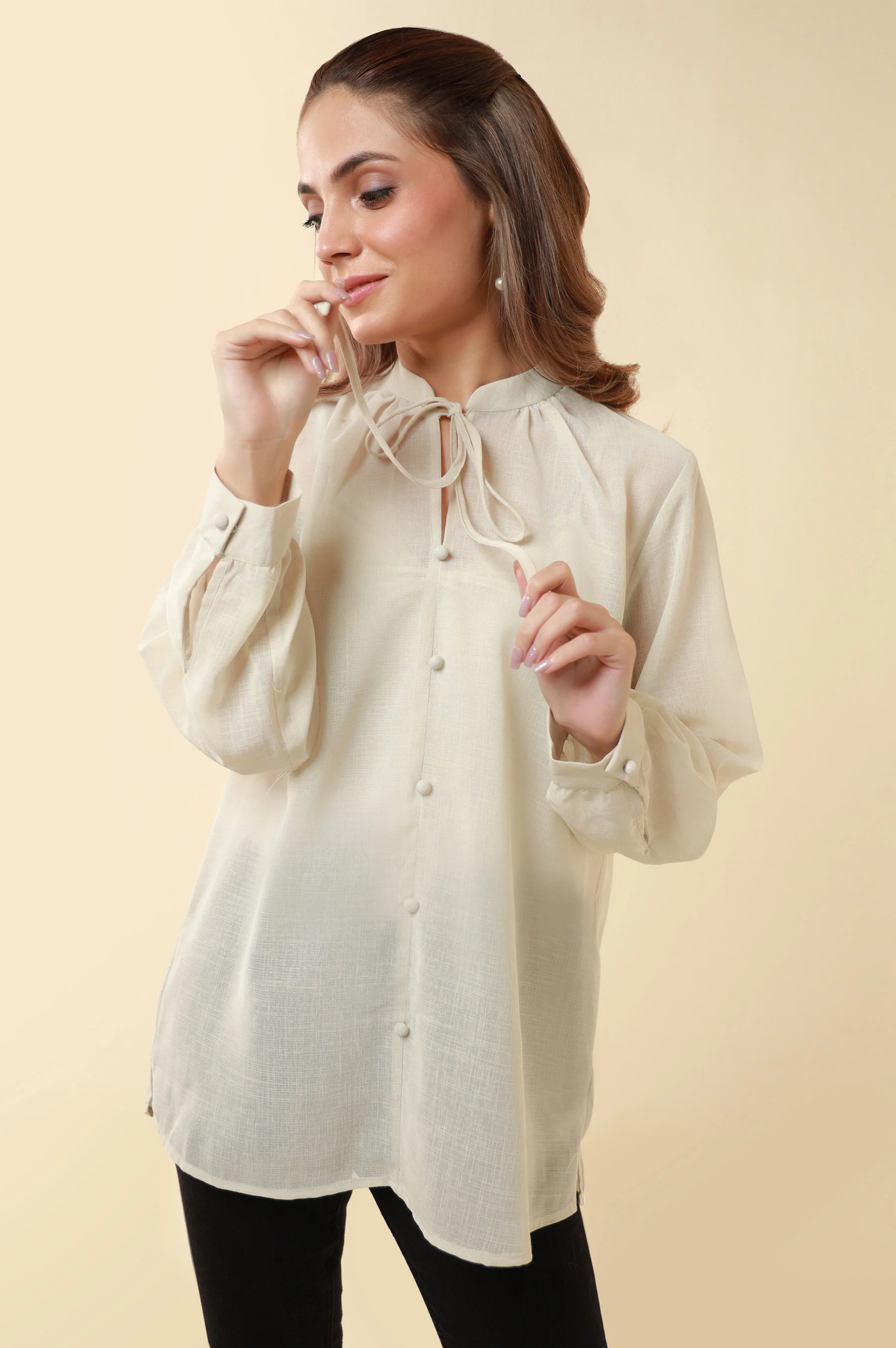 Zeen Western Slub Georgette Top - Image 3