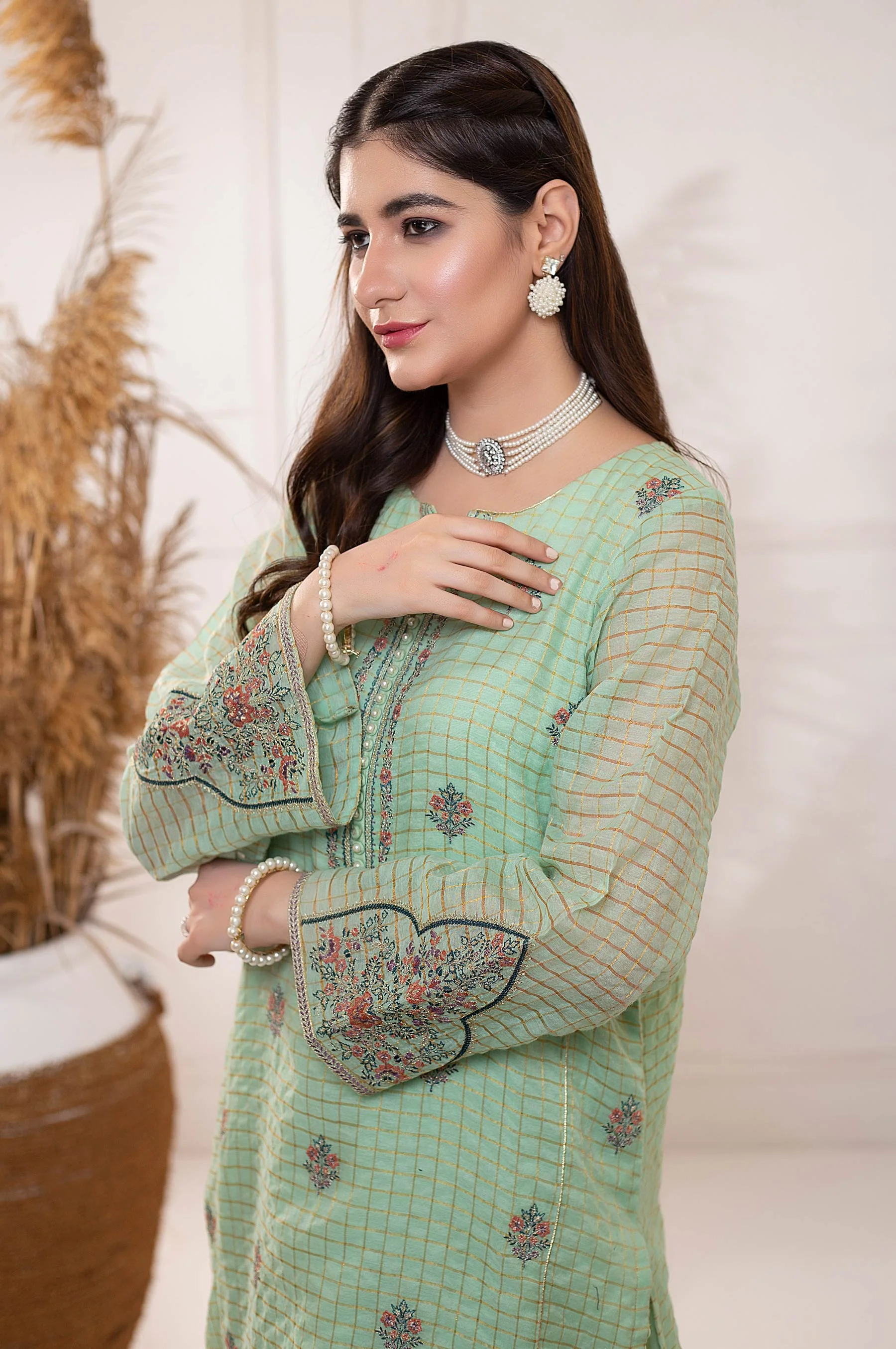 Stitched 1 Piece Staple Check Embroidered Shirt - Image 2