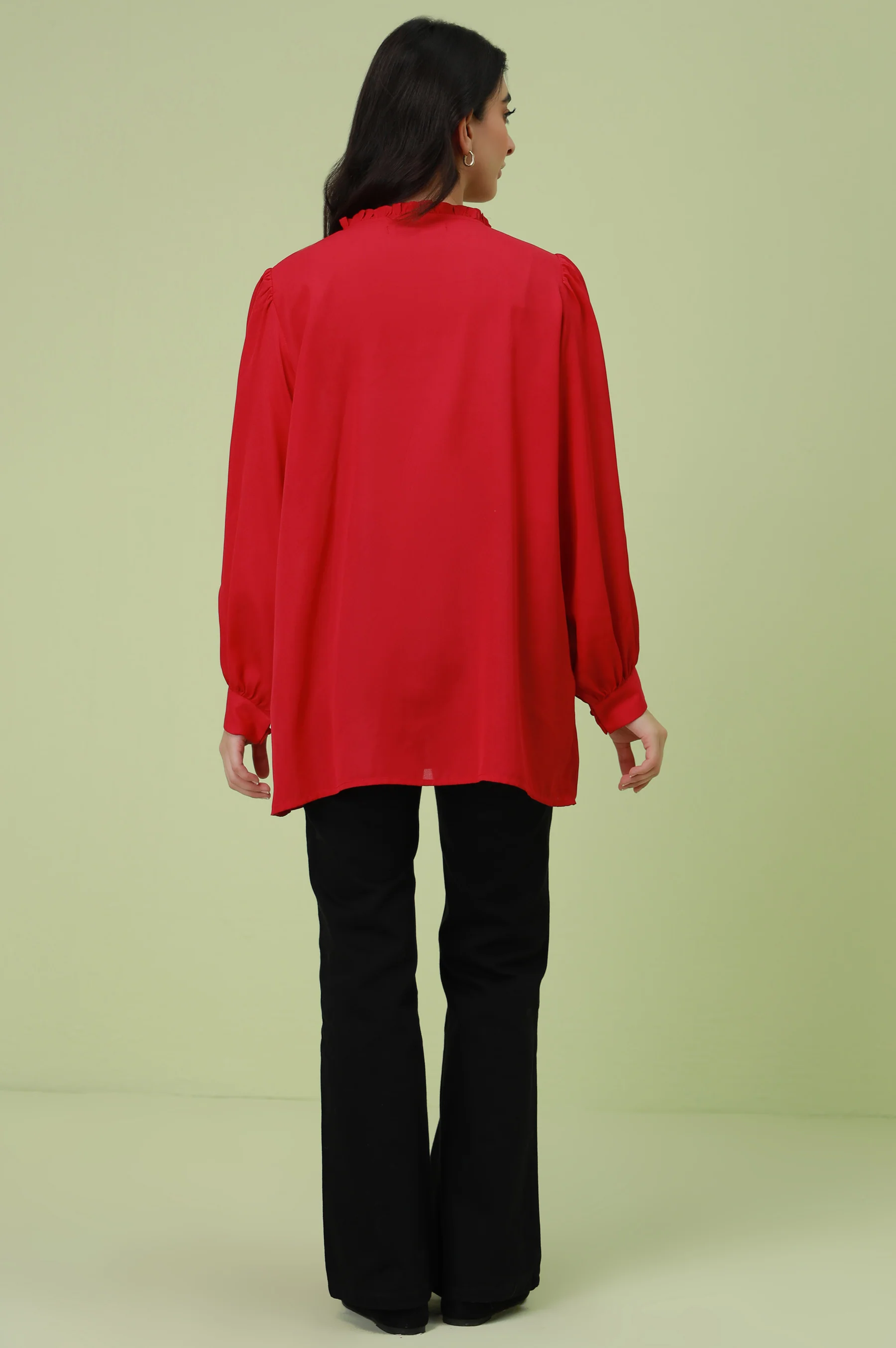 Stitched 1 Piece Stylized Pink Crepe Top - Image 2