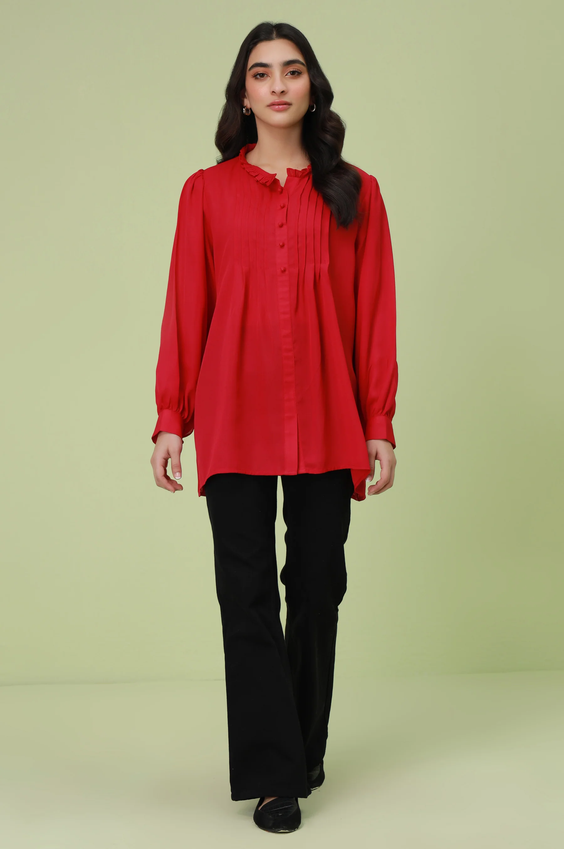 Stitched 1 Piece Stylized Pink Crepe Top - Image 3