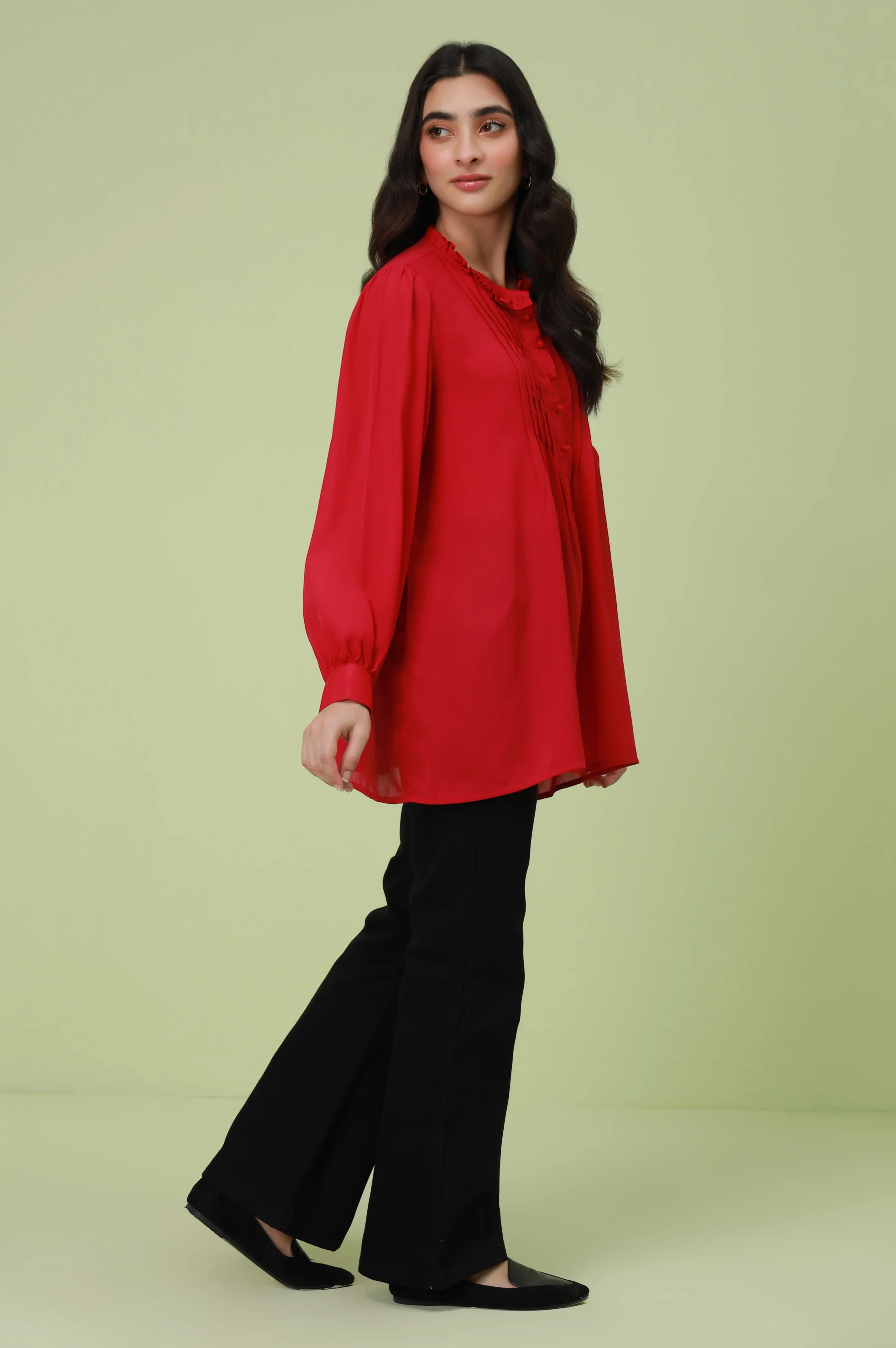 Stitched 1 Piece Stylized Pink Crepe Top - Image 4