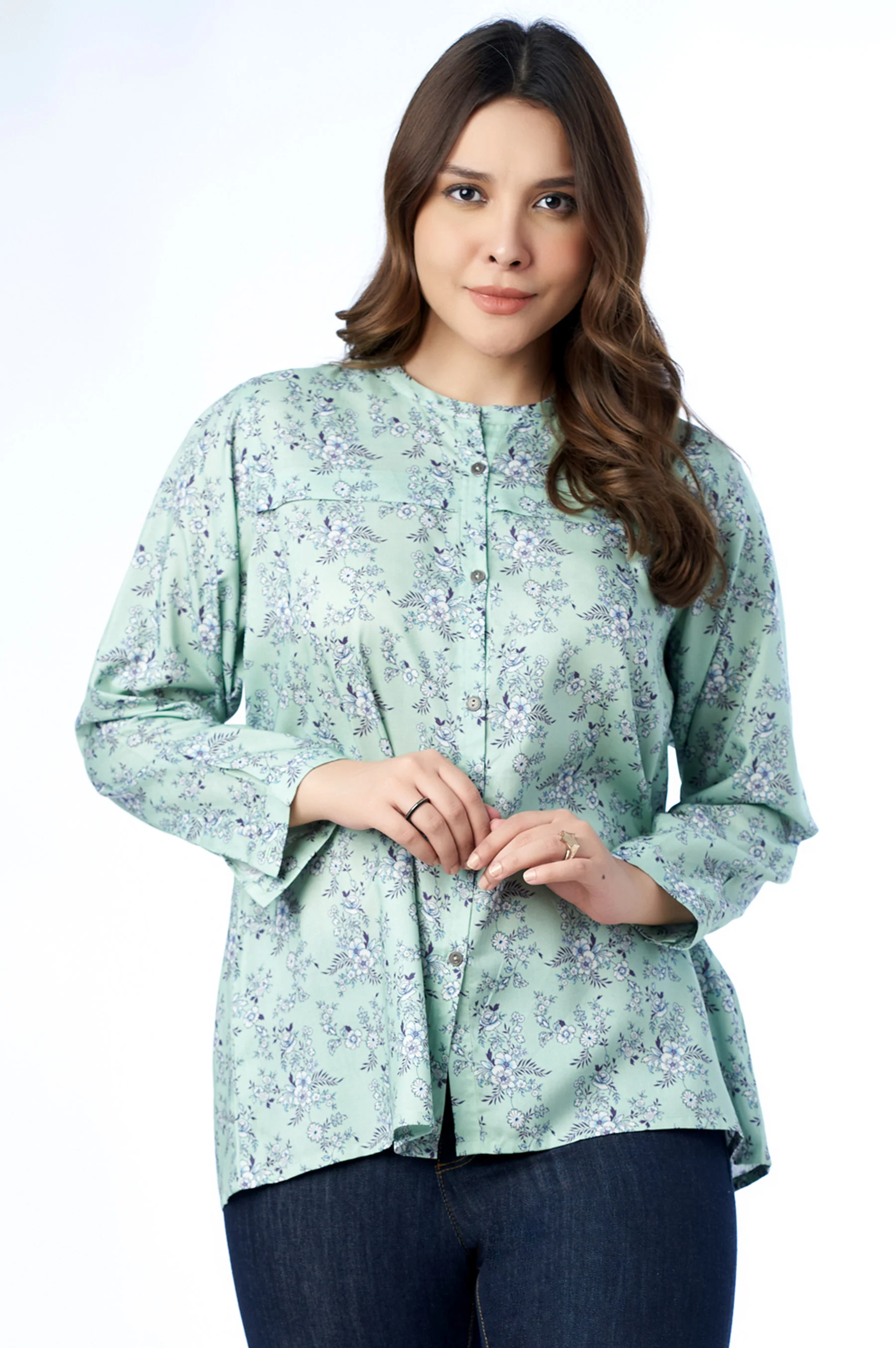Stitched 1 Piece Western Tencel Printed Top - Image 3