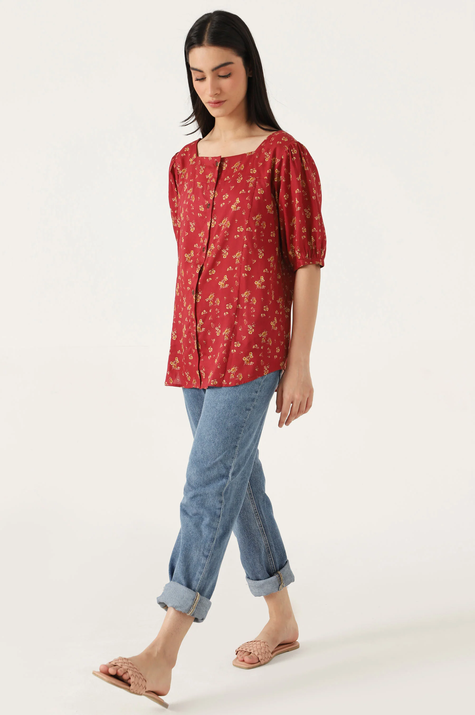 Stitched 1 Piece Tencel Printed Top - Image 3