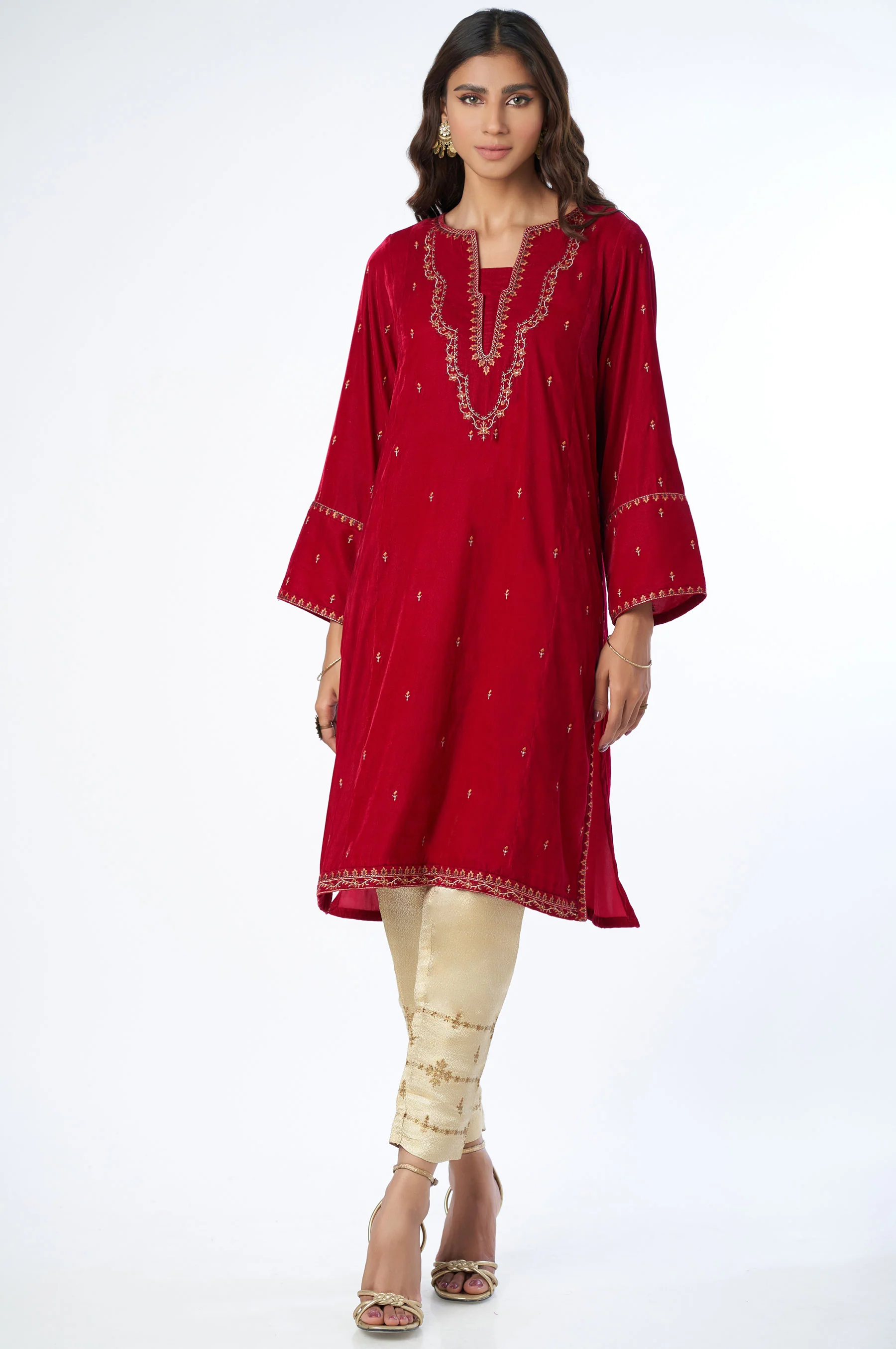 Stitched 1 Piece Velvet Embroidered Shirt - Image 4