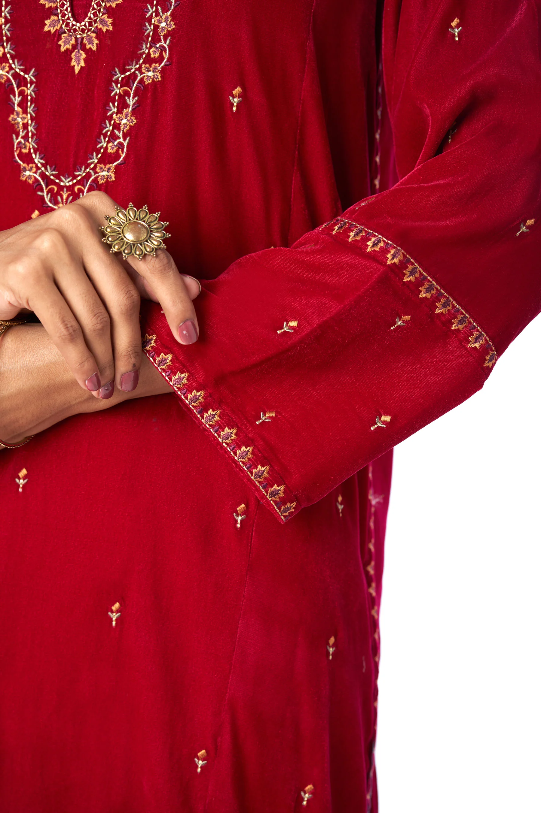 Stitched 1 Piece Velvet Embroidered Shirt - Image 5