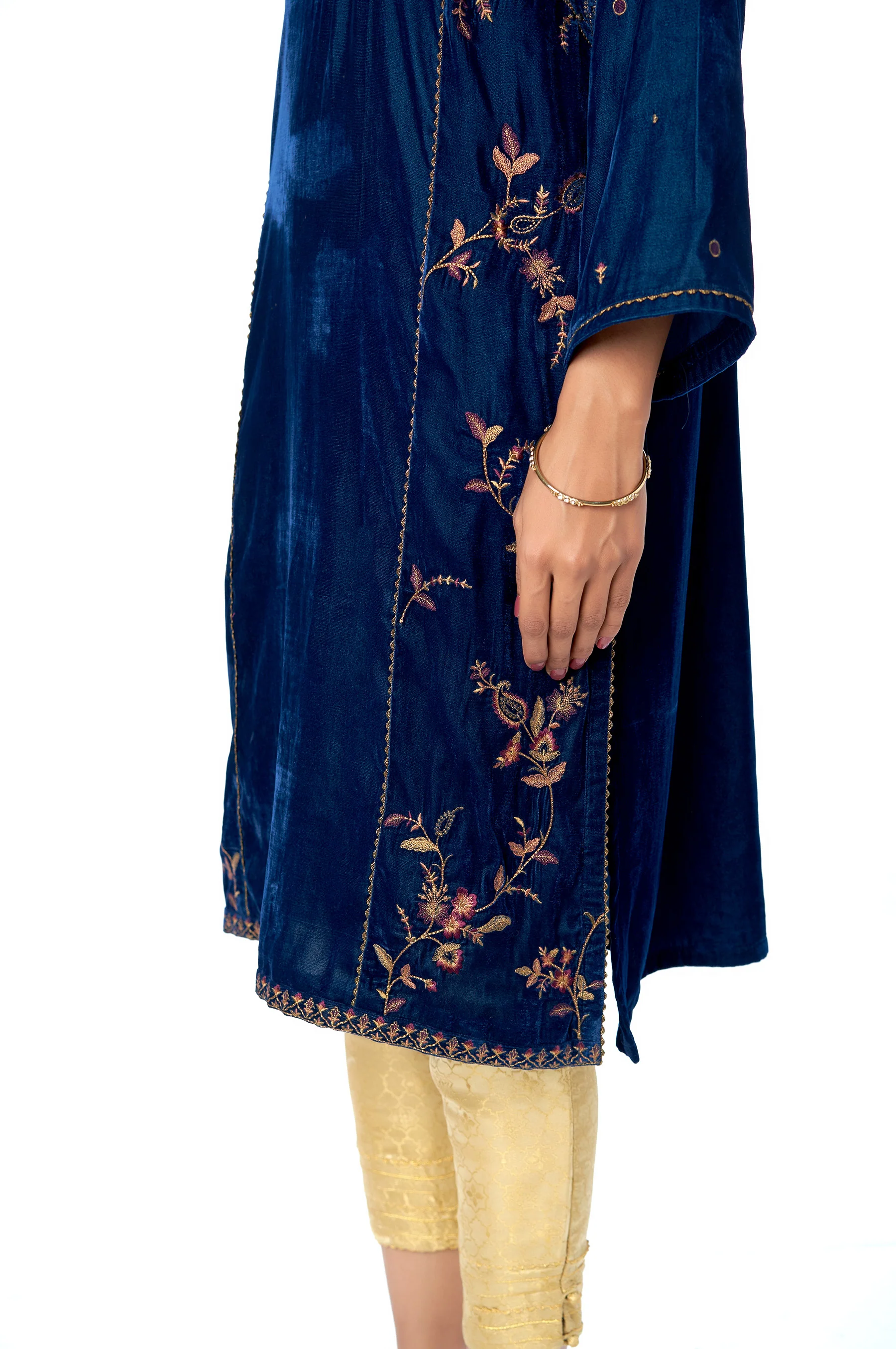 Stitched 1 Piece Velvet Embroidered Shirt - Image 4