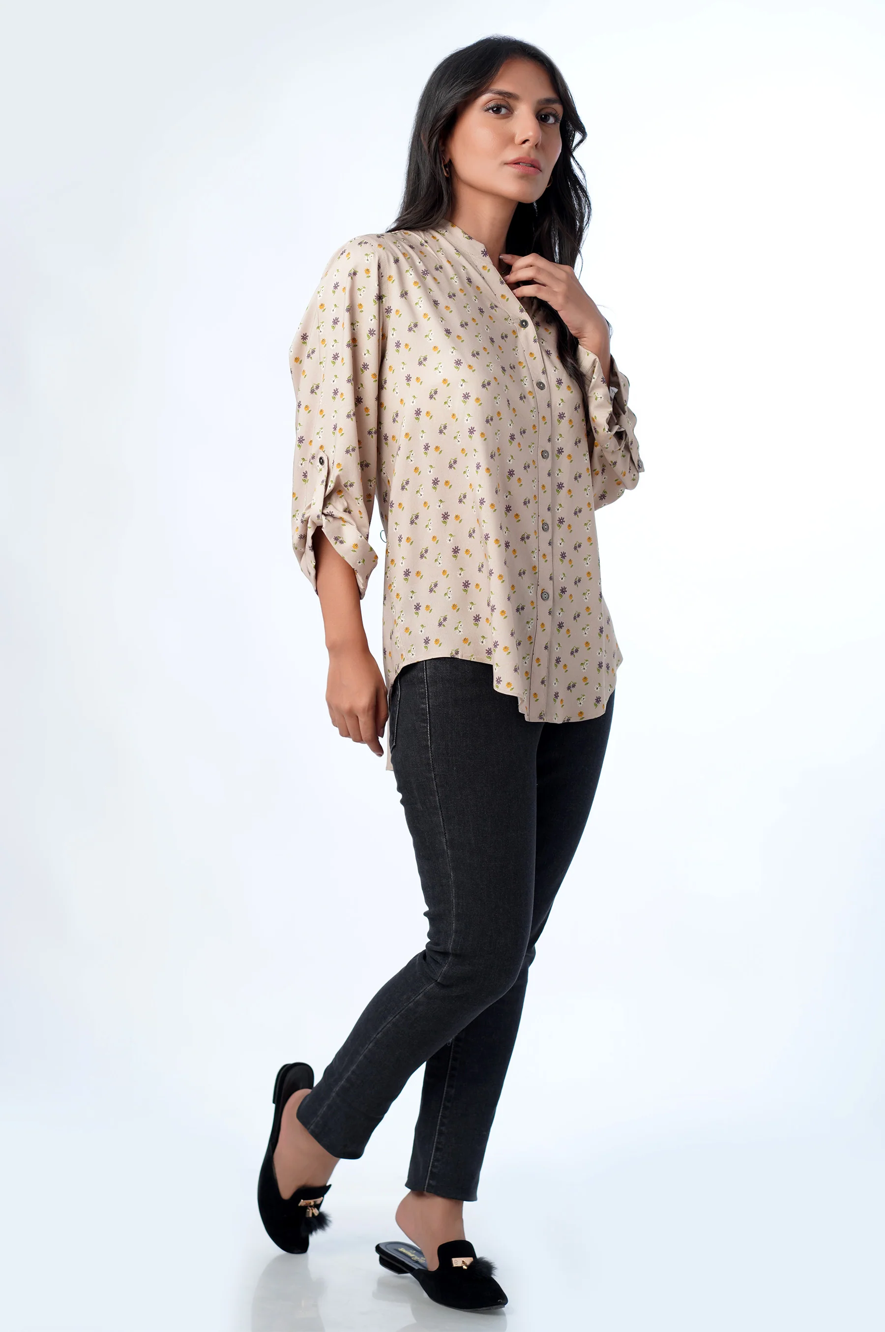 Stitched 1 Piece Western Tencel Printed floral Top - Image 4