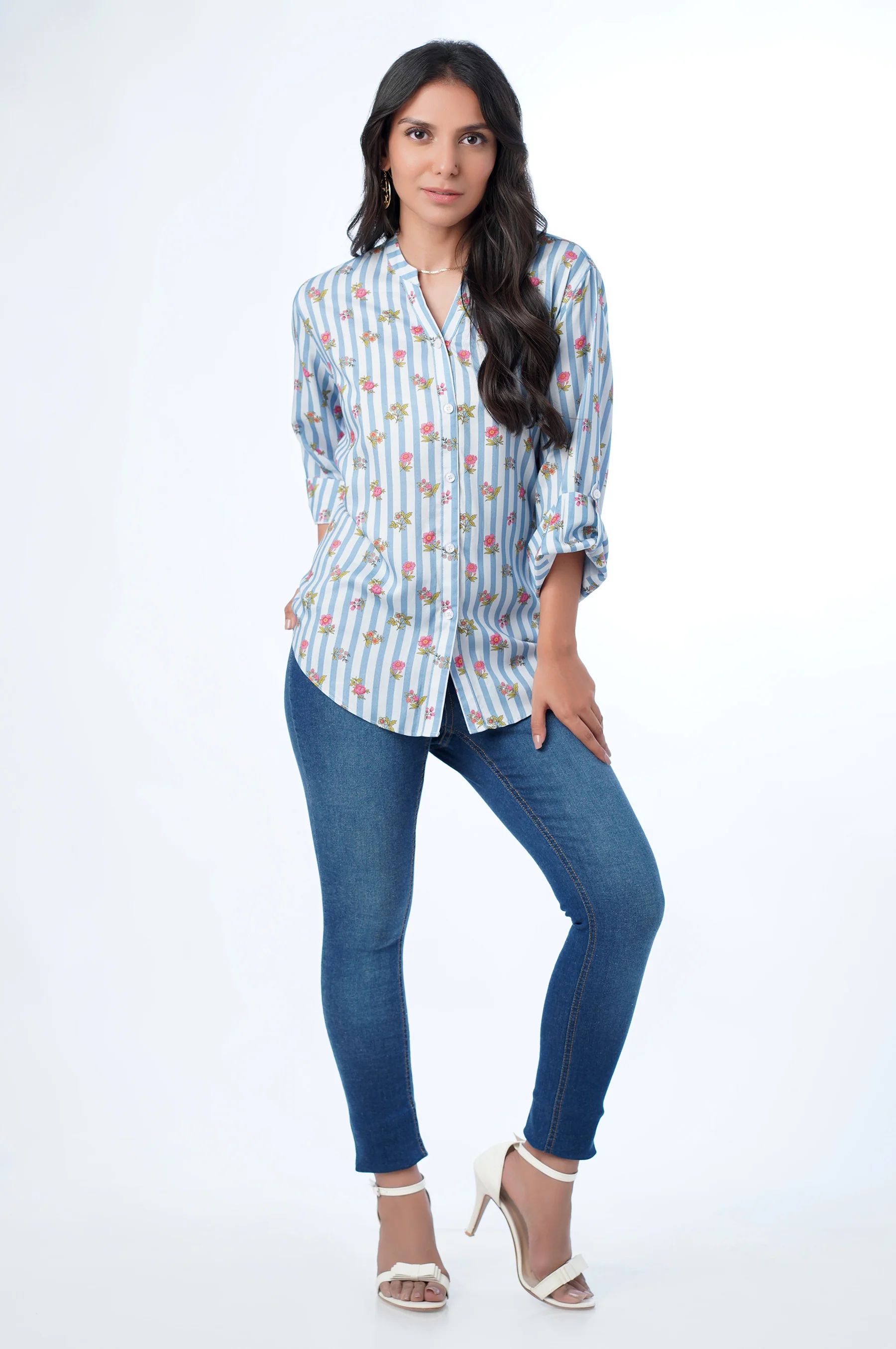 Stitched 1 Piece Western Tencel Printed Top - Image 3