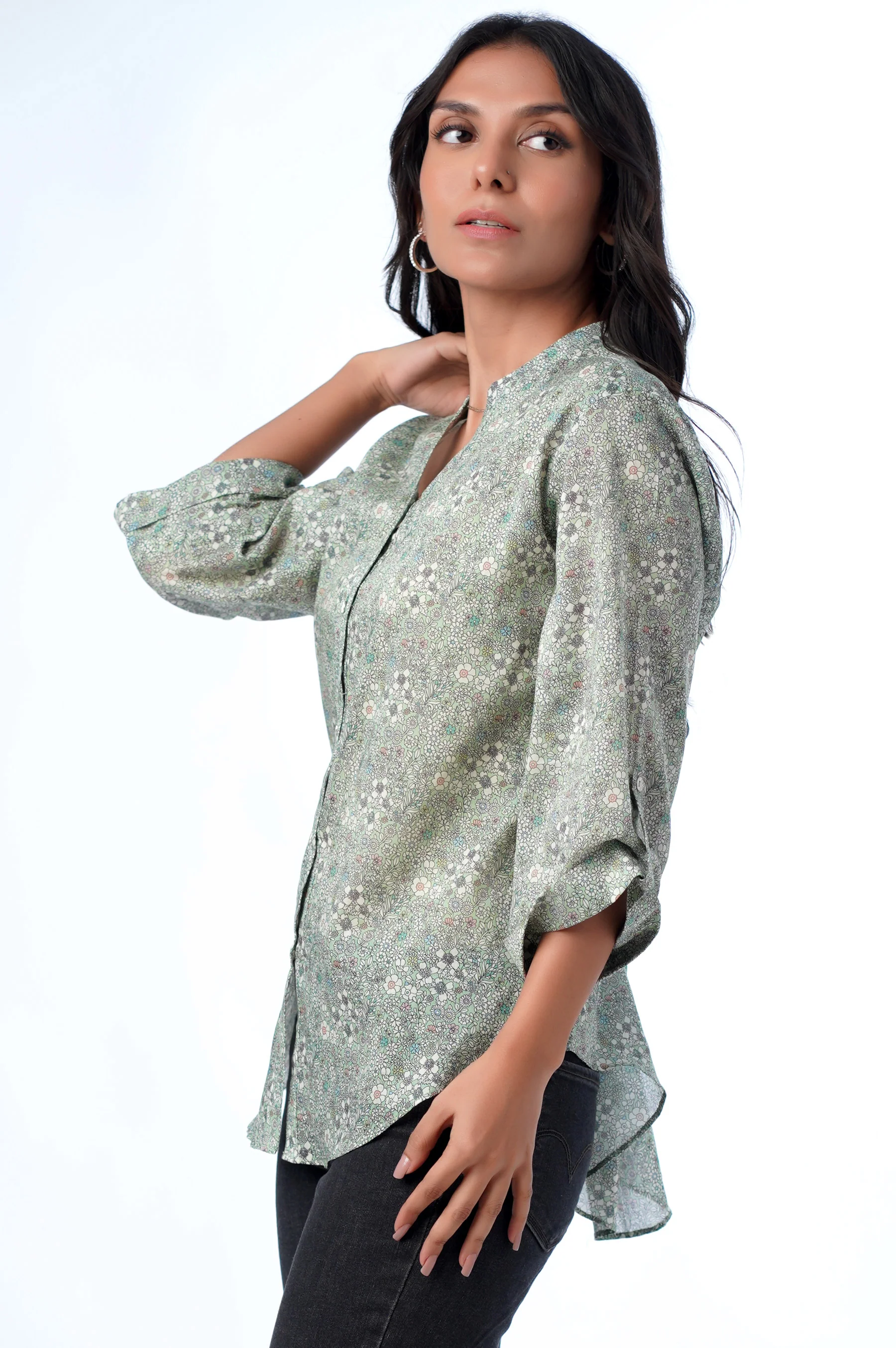 Stitched 1 Piece Western Tencel Printed Top - Image 3