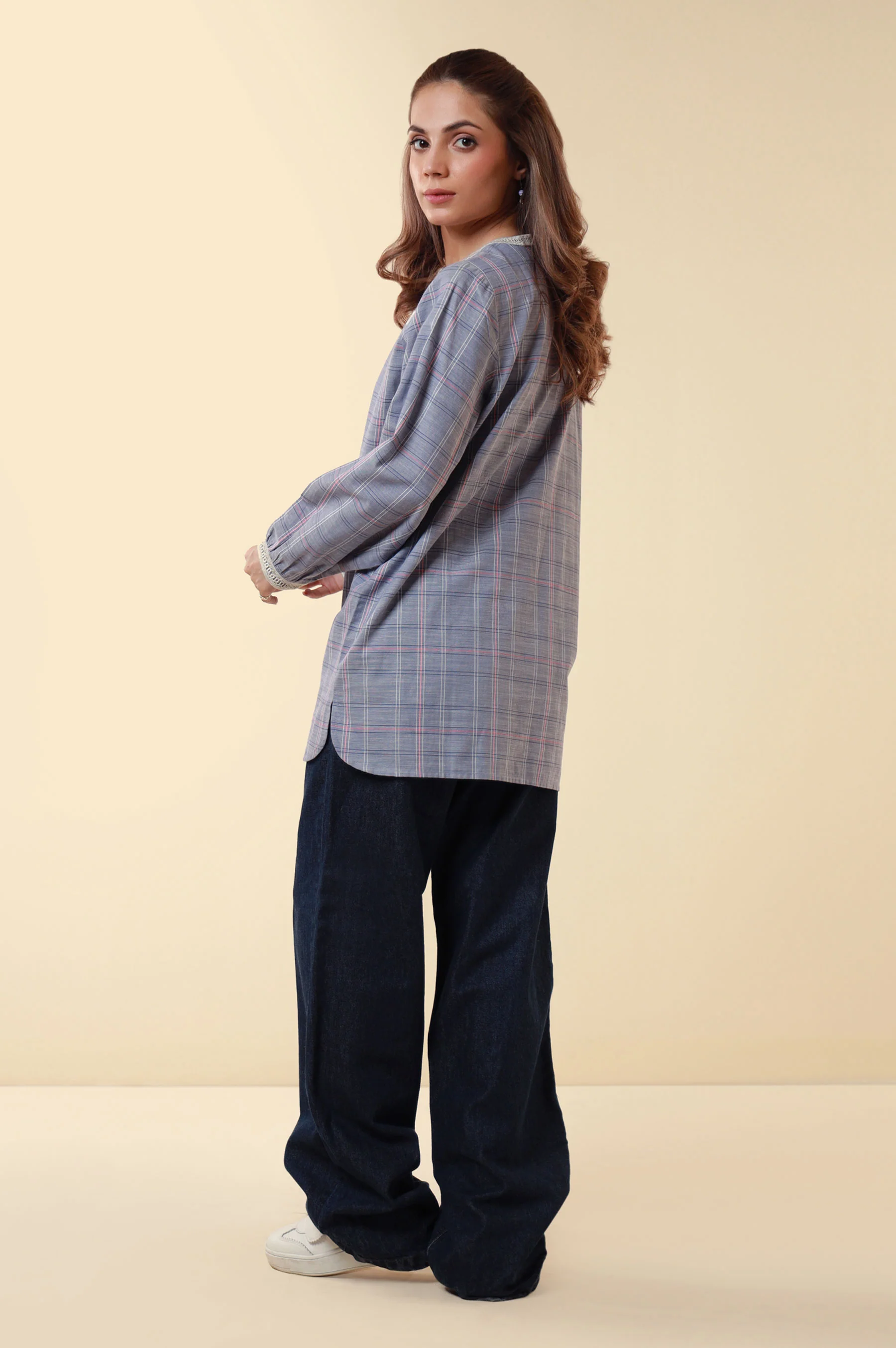 Zeen Yarn Dyed Western Top - Ice Blue - Image 6