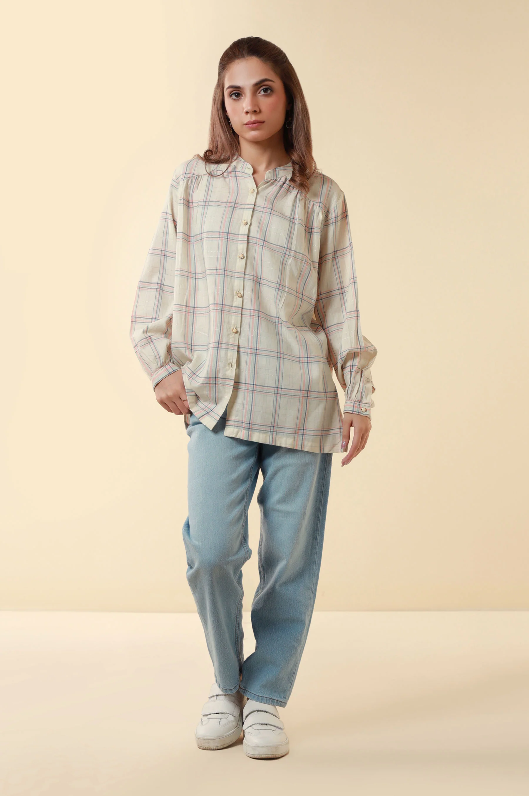 Zeen Yarn Dyed Western Top - Off White - Image 3