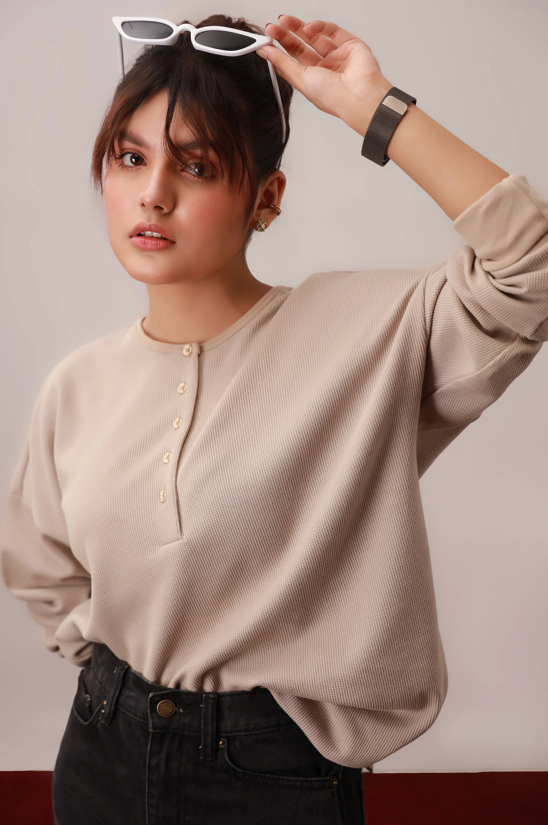Beige Round Neck Western Top - Image 2