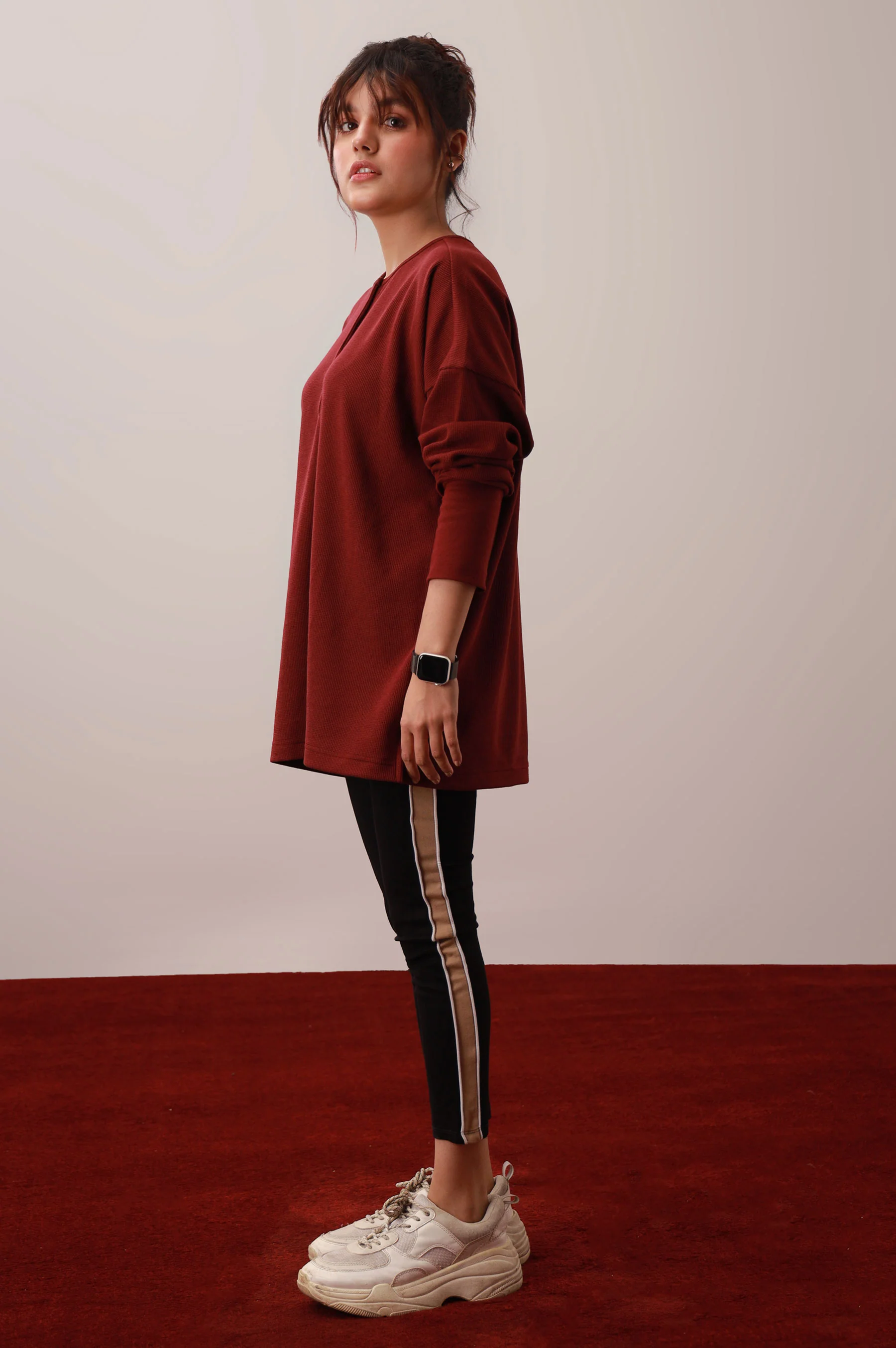 Burgundy Round Neck Western Top - Image 3