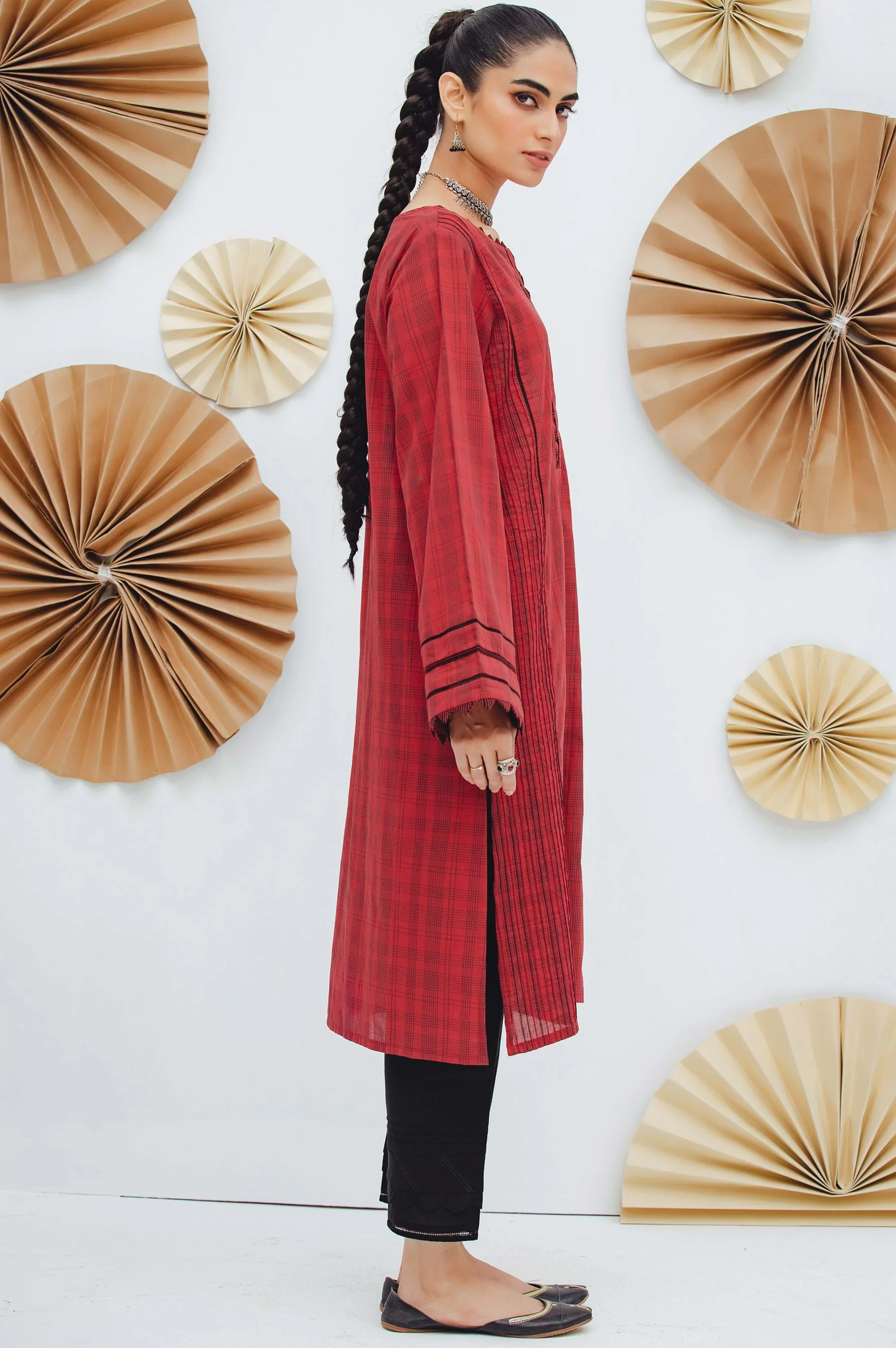 Stitched 1 Piece Embroidered Yarn Dyed Shirt - Image 5