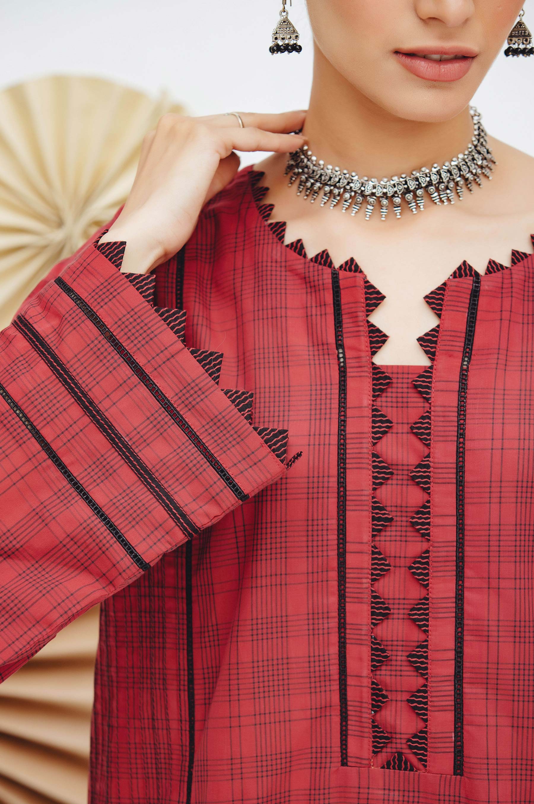 Stitched 1 Piece Embroidered Yarn Dyed Shirt - Image 6