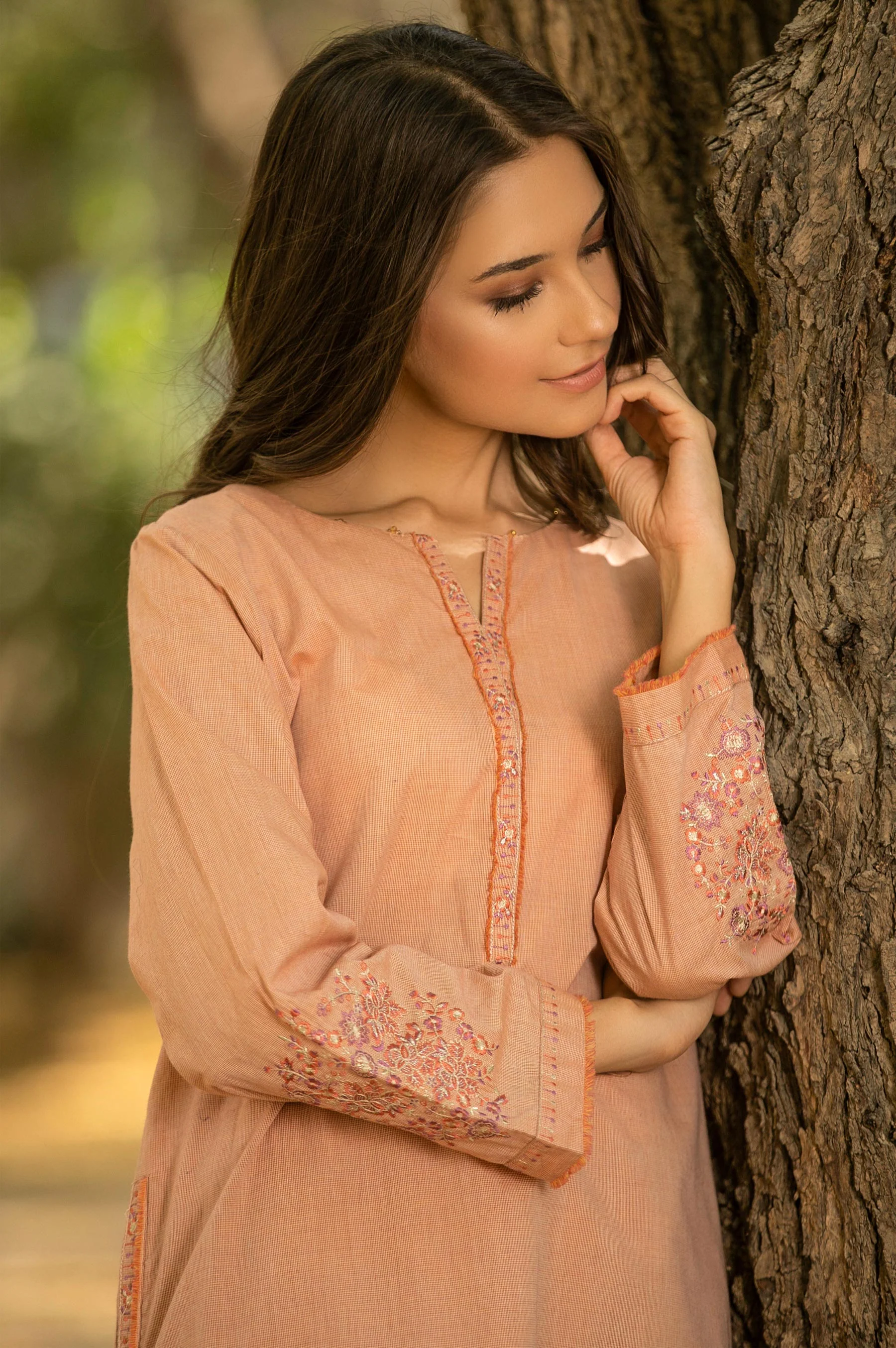 Stitched 1 Piece Embroidered Yarn Dyed Shirt - Image 3