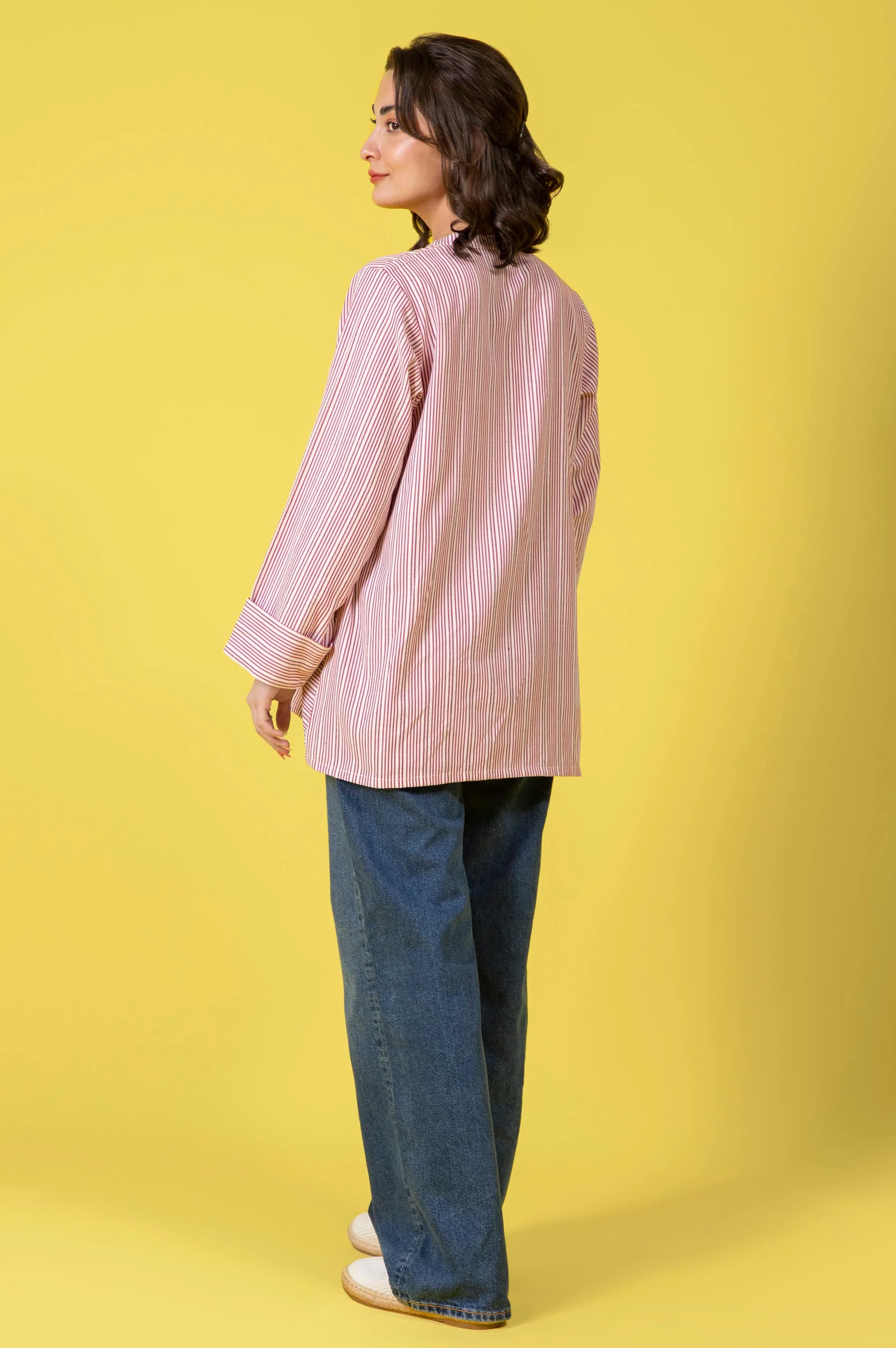 Stitched 1 Piece Embroidered Yarn Dyed Shirt - Image 3
