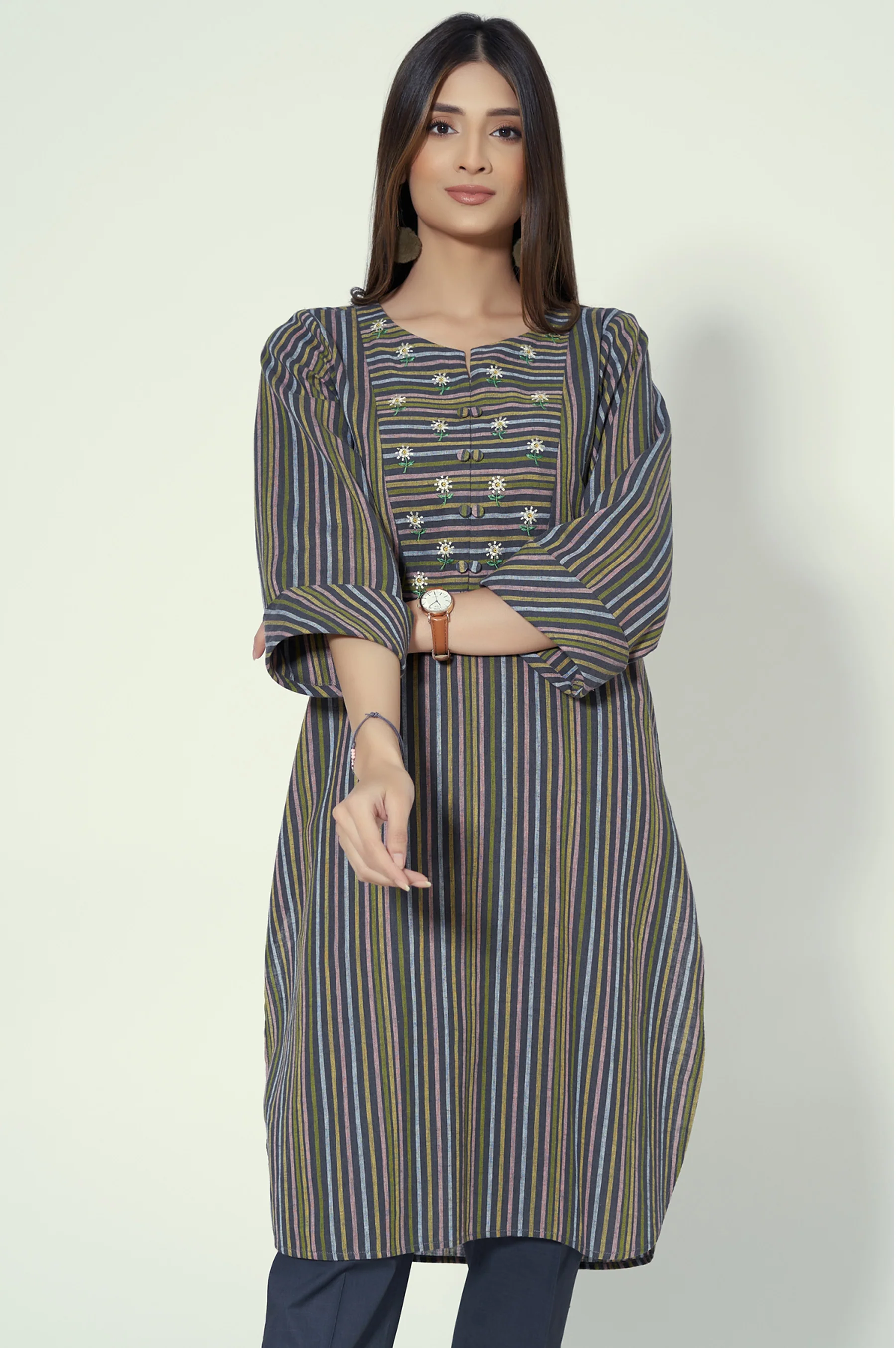 Stitched 1 Piece Yarn Dyed Shirt - Image 2