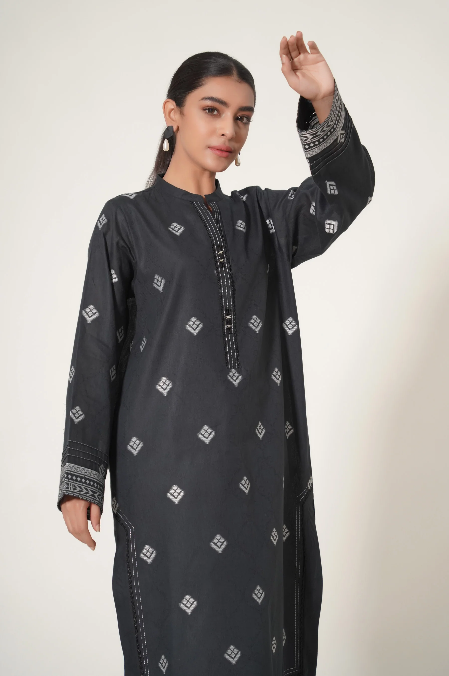 Stitch 1 Piece Yarn Dyed Jacquard Shirt - Image 5
