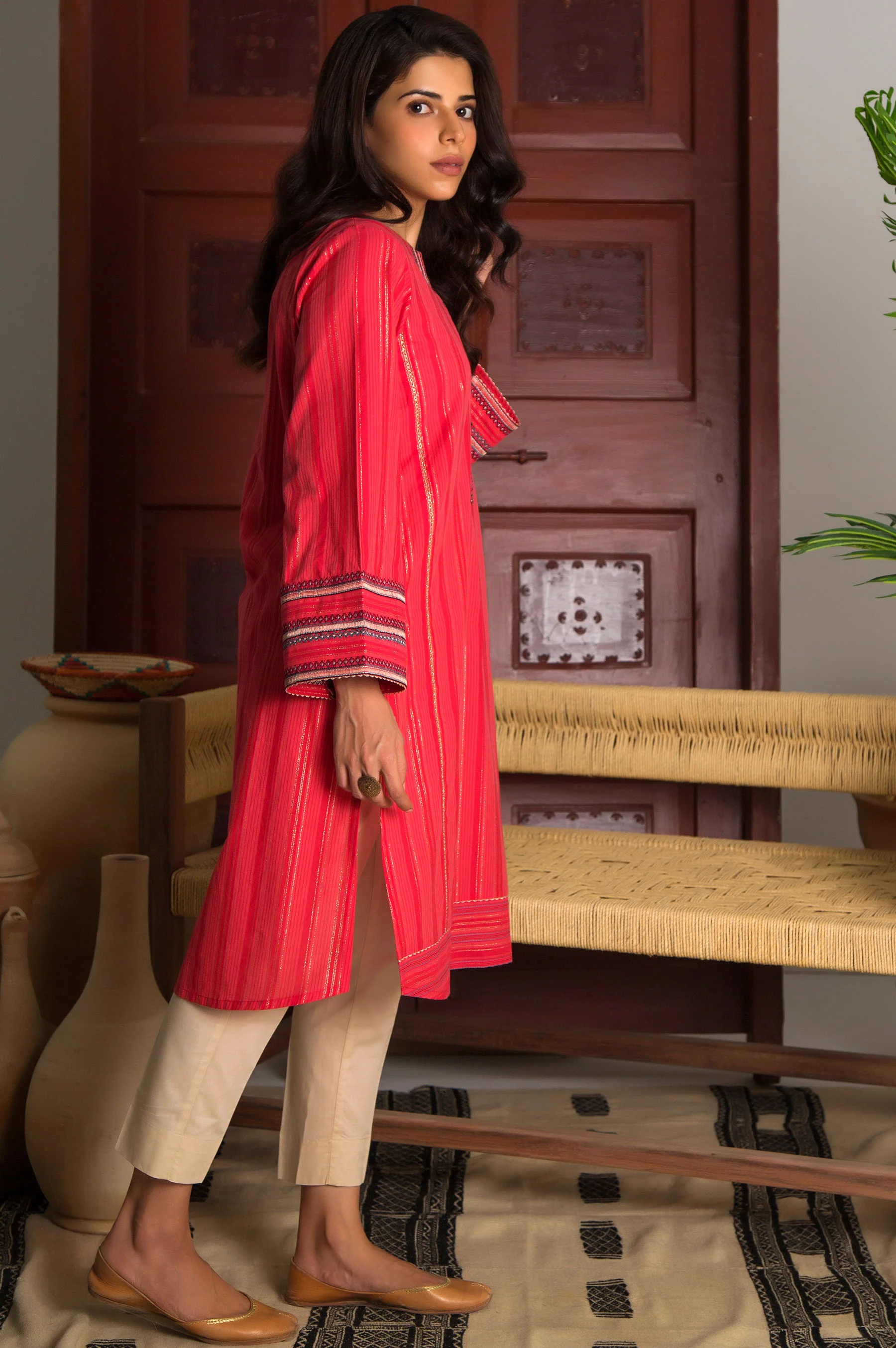 Stitched 1 Piece Yarn Dyed Stripes Shirt - Image 3
