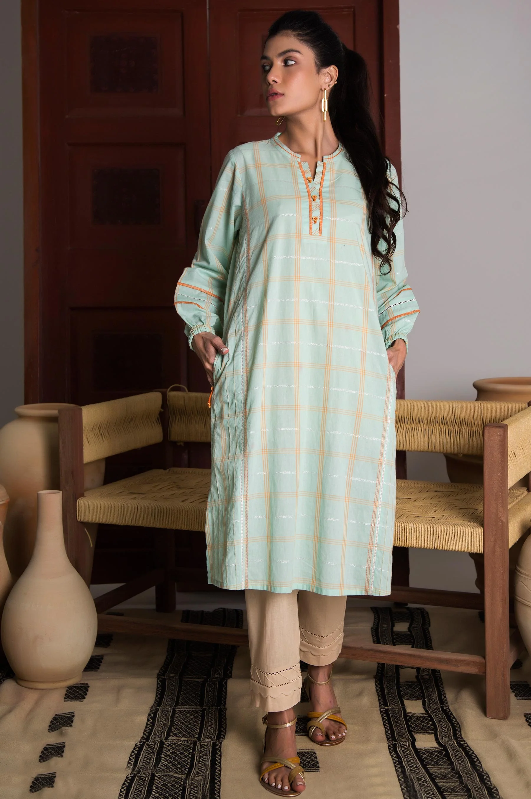Stitched 1 Piece Yarn Dyed Stripes Shirt - Image 2