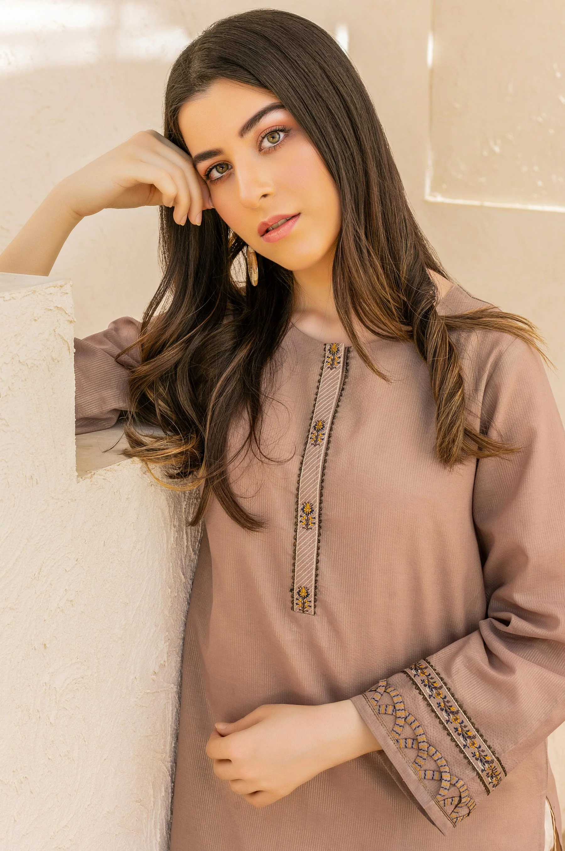Stitched 1 Piece Embroidered Zari Masoori Shirt