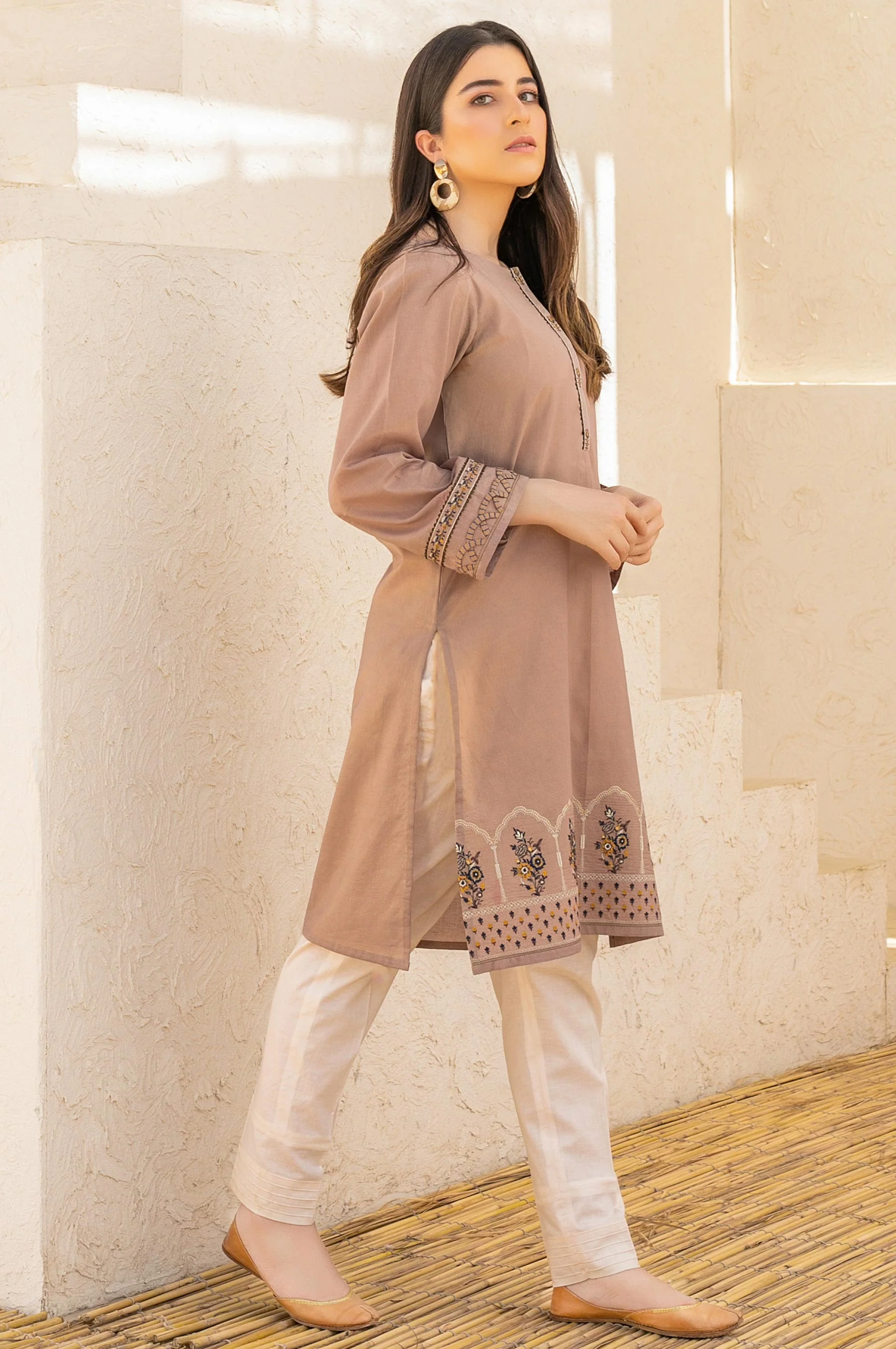 Stitched 1 Piece Embroidered Zari Masoori Shirt - Image 4