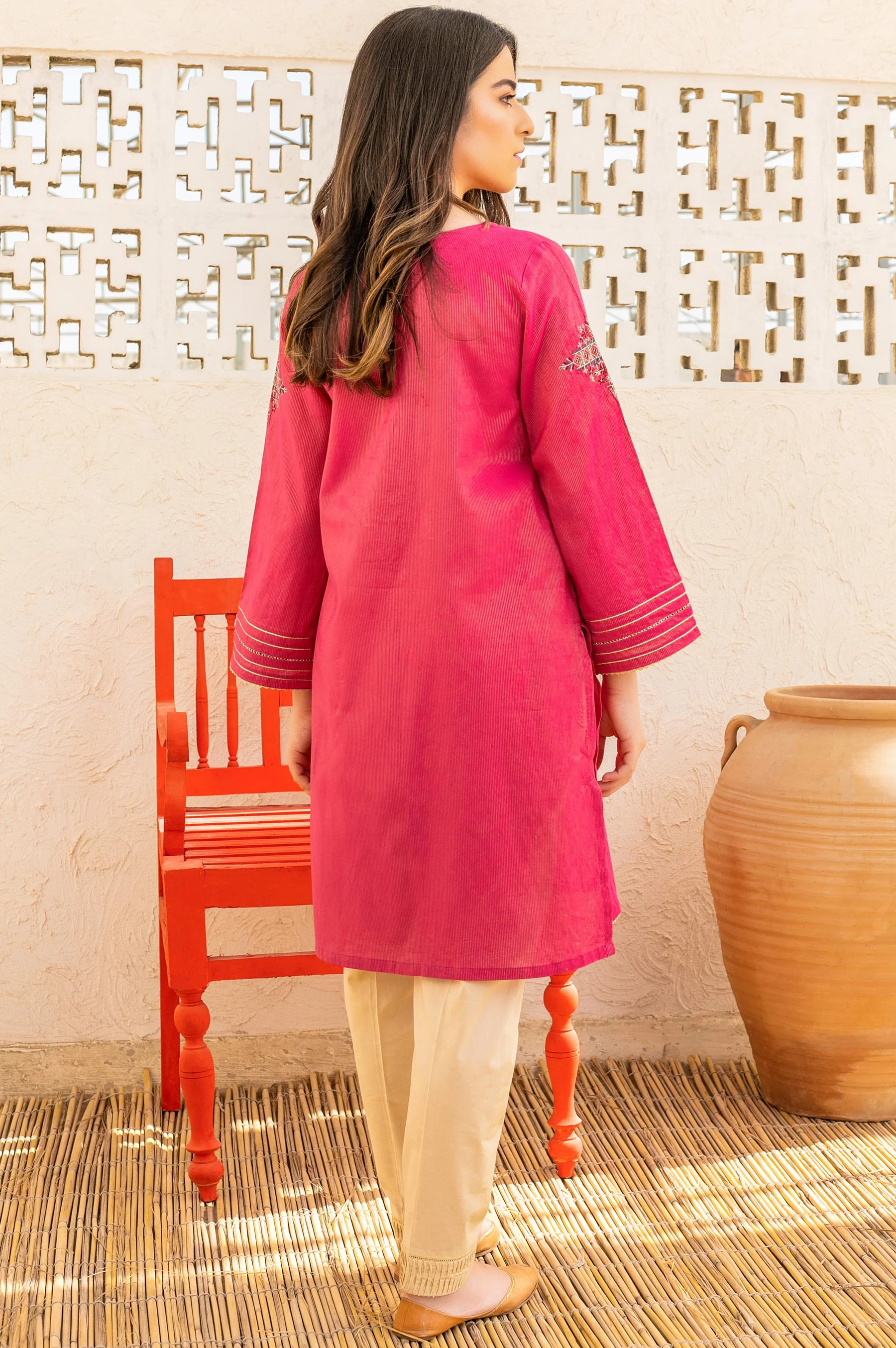 Stitched 1 Piece Embroidered Zari Masoori Shirt - Image 3