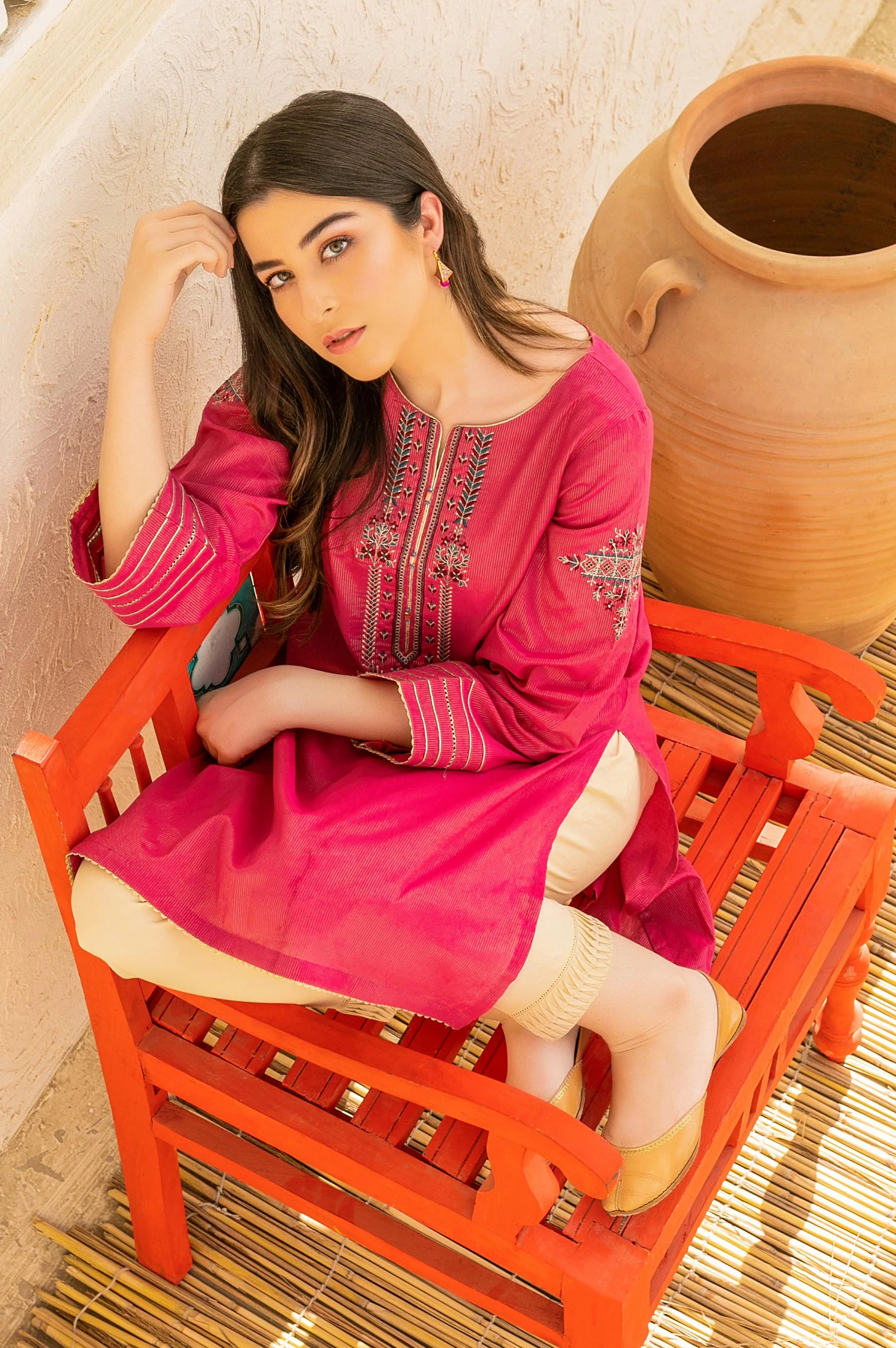 Stitched 1 Piece Embroidered Zari Masoori Shirt - Image 5