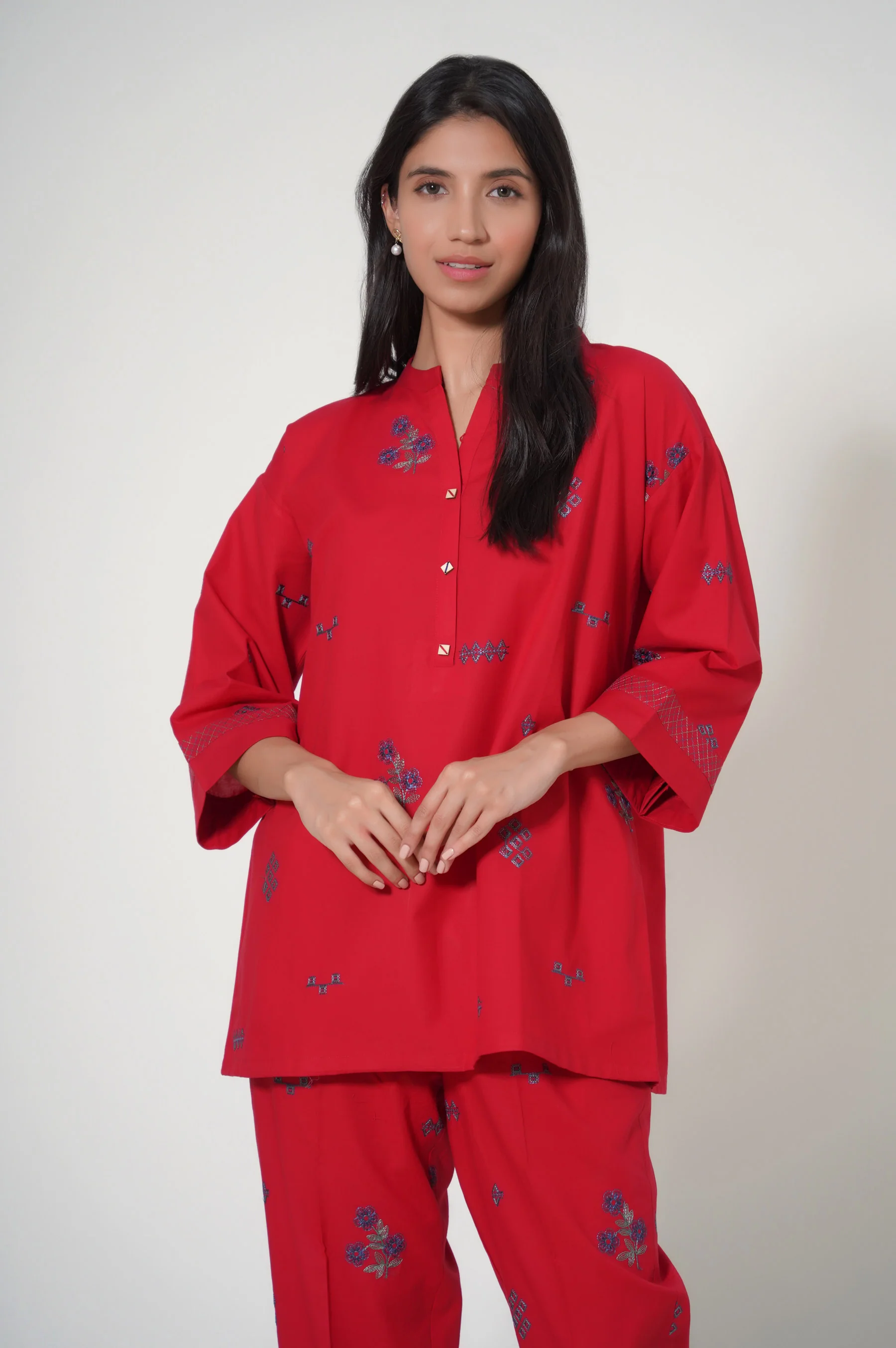 Stitched 2 Piece Cambric Co-ord Set - Image 2