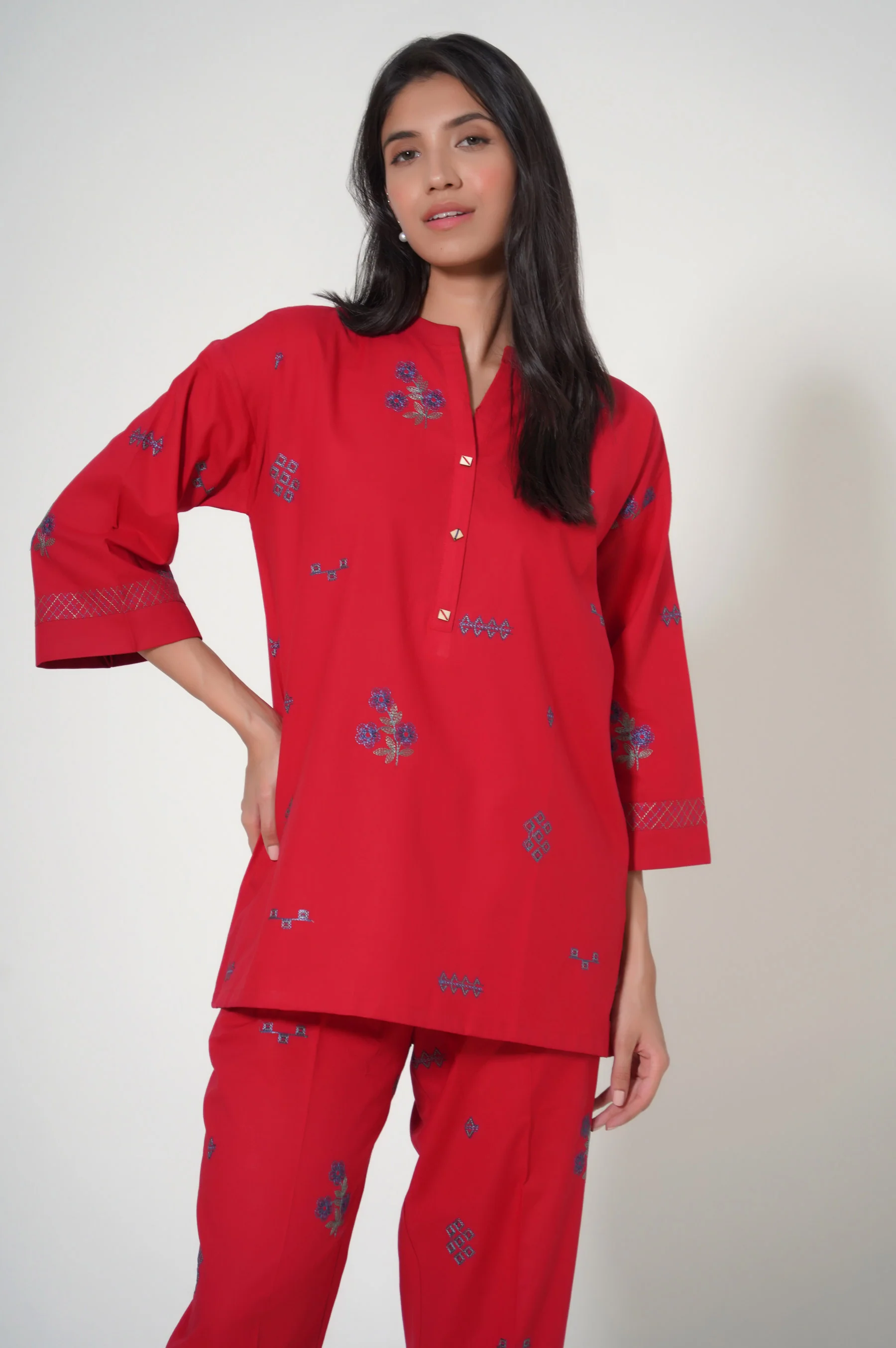 Stitched 2 Piece Cambric Co-ord Set - Image 5