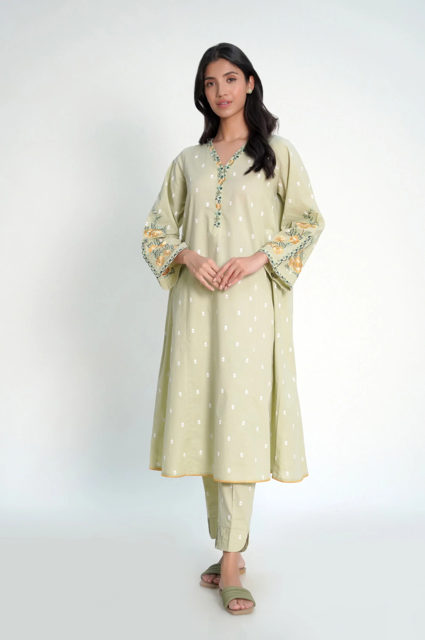 Stitched 2 Piece Embroidered Cambric Suit - Image 2