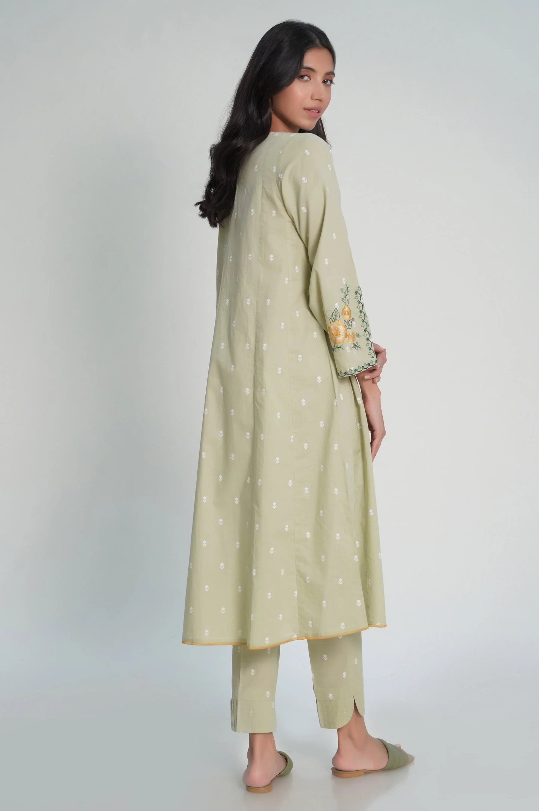 Stitched 2 Piece Embroidered Cambric Suit - Image 6