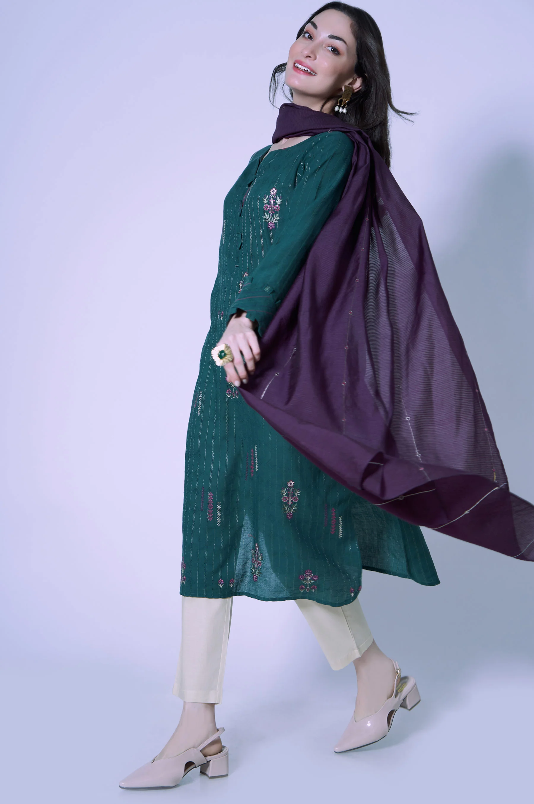 Stitched 2 Piece Dobby Cambric Suit - Image 2