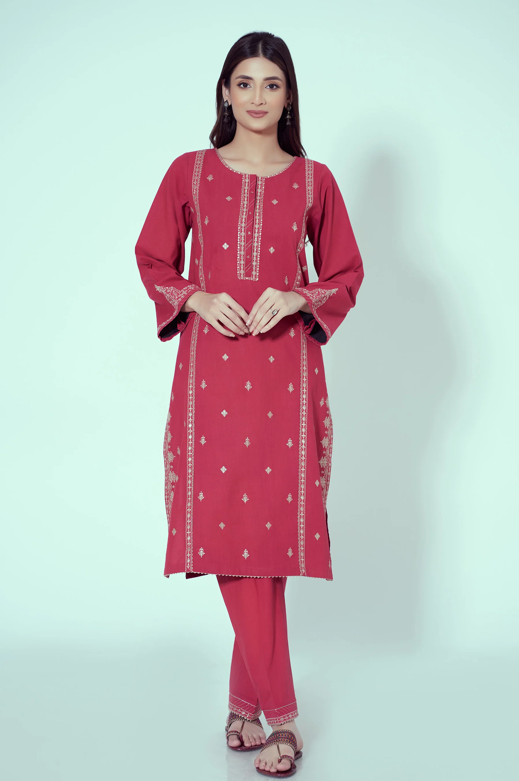 Stitched 2 Piece Embroidered Cambric - Image 2