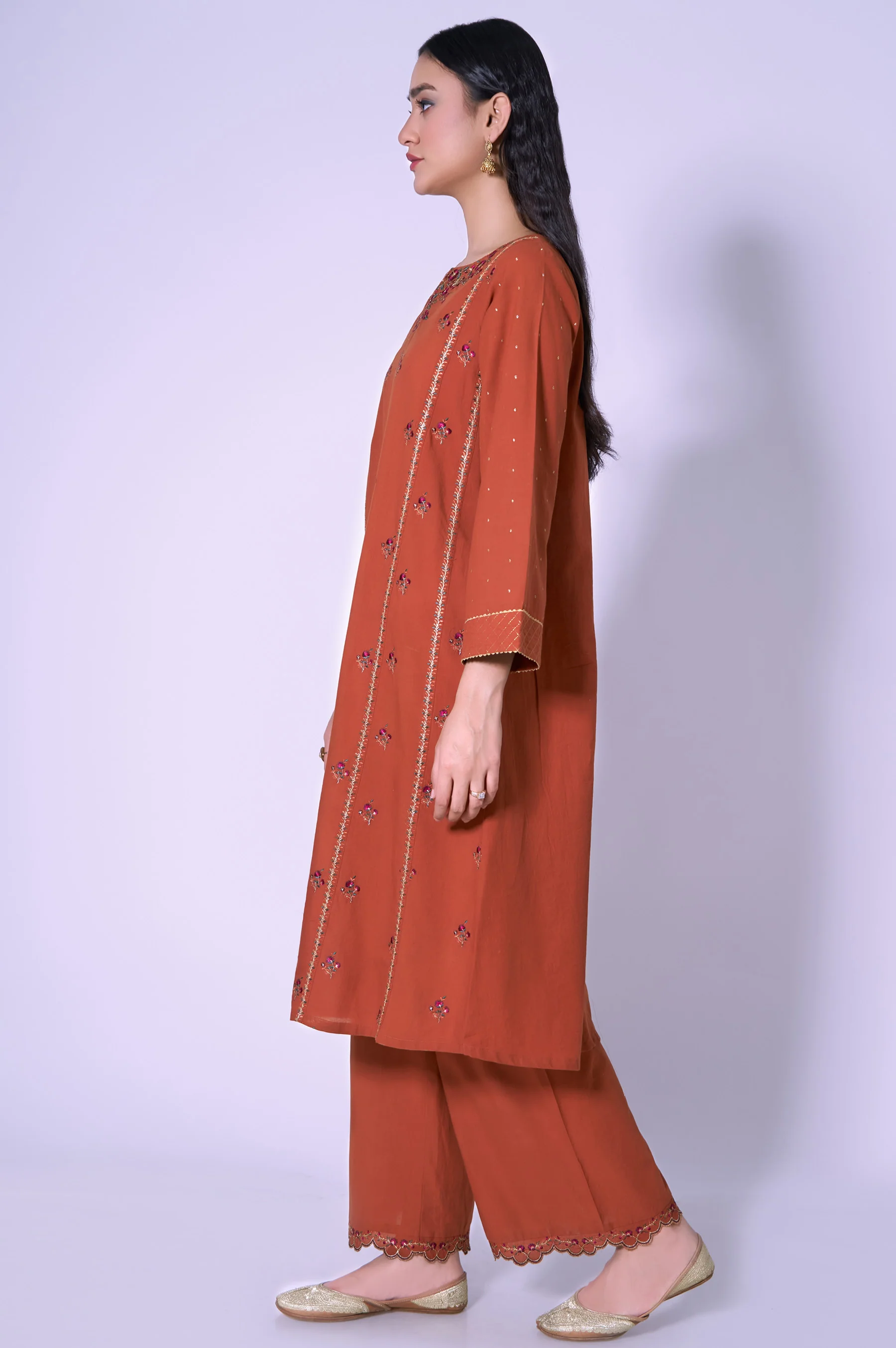 Stitched 2 Piece Cambric Embroidered Outfit - Image 3