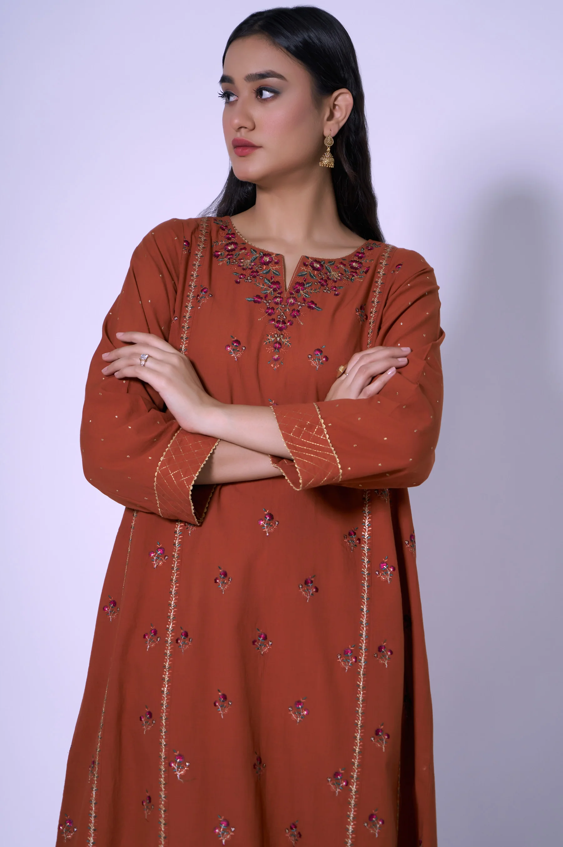 Stitched 2 Piece Cambric Embroidered Outfit - Image 4