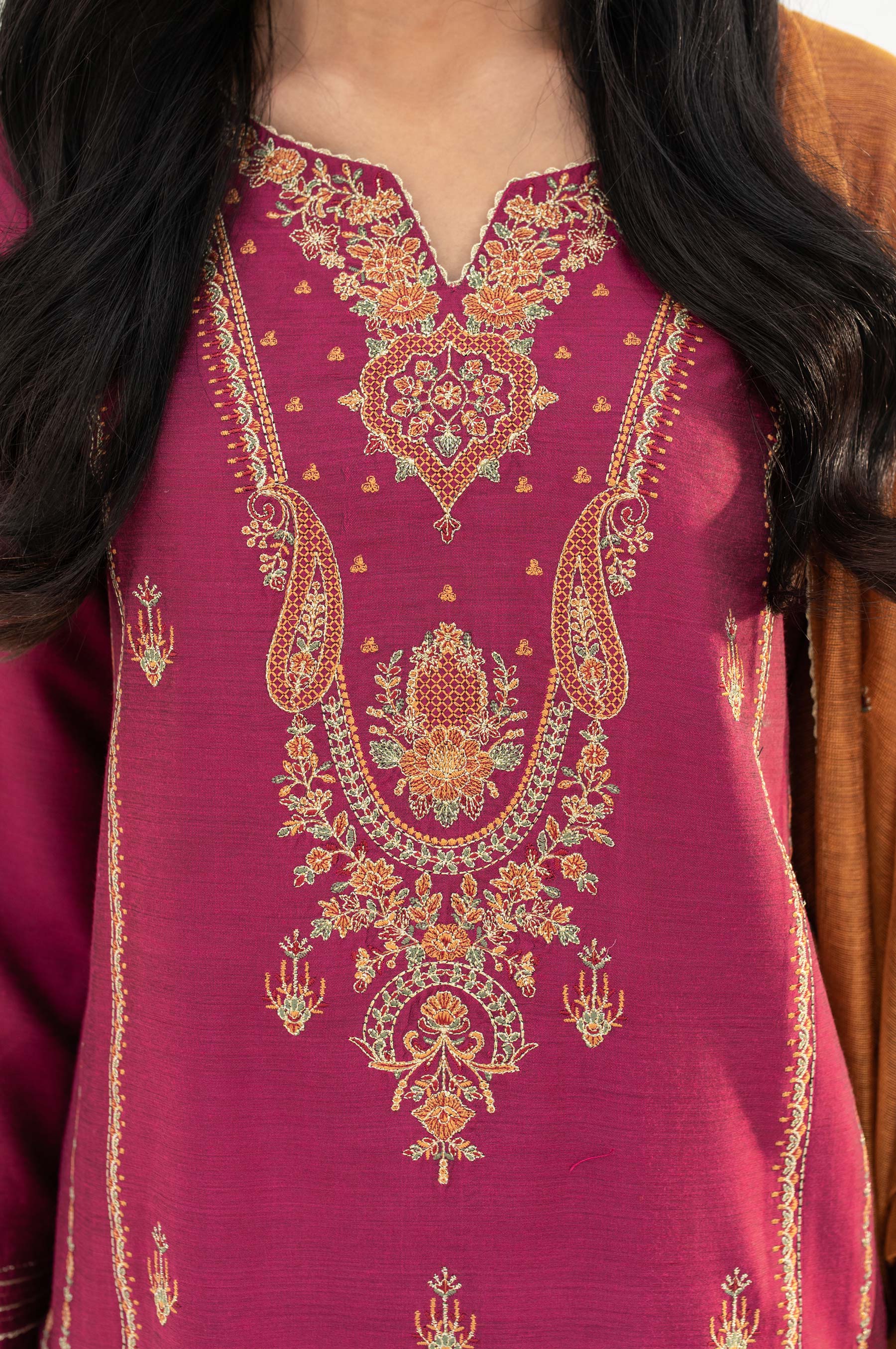 Stitched 2 Piece Cotton silk Embroidered Suit - Image 4