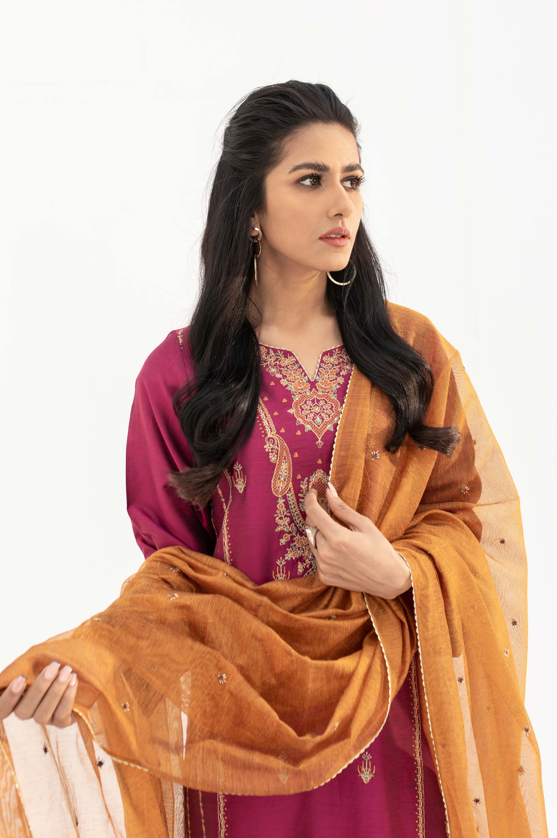 Stitched 2 Piece Cotton silk Embroidered Suit - Image 5