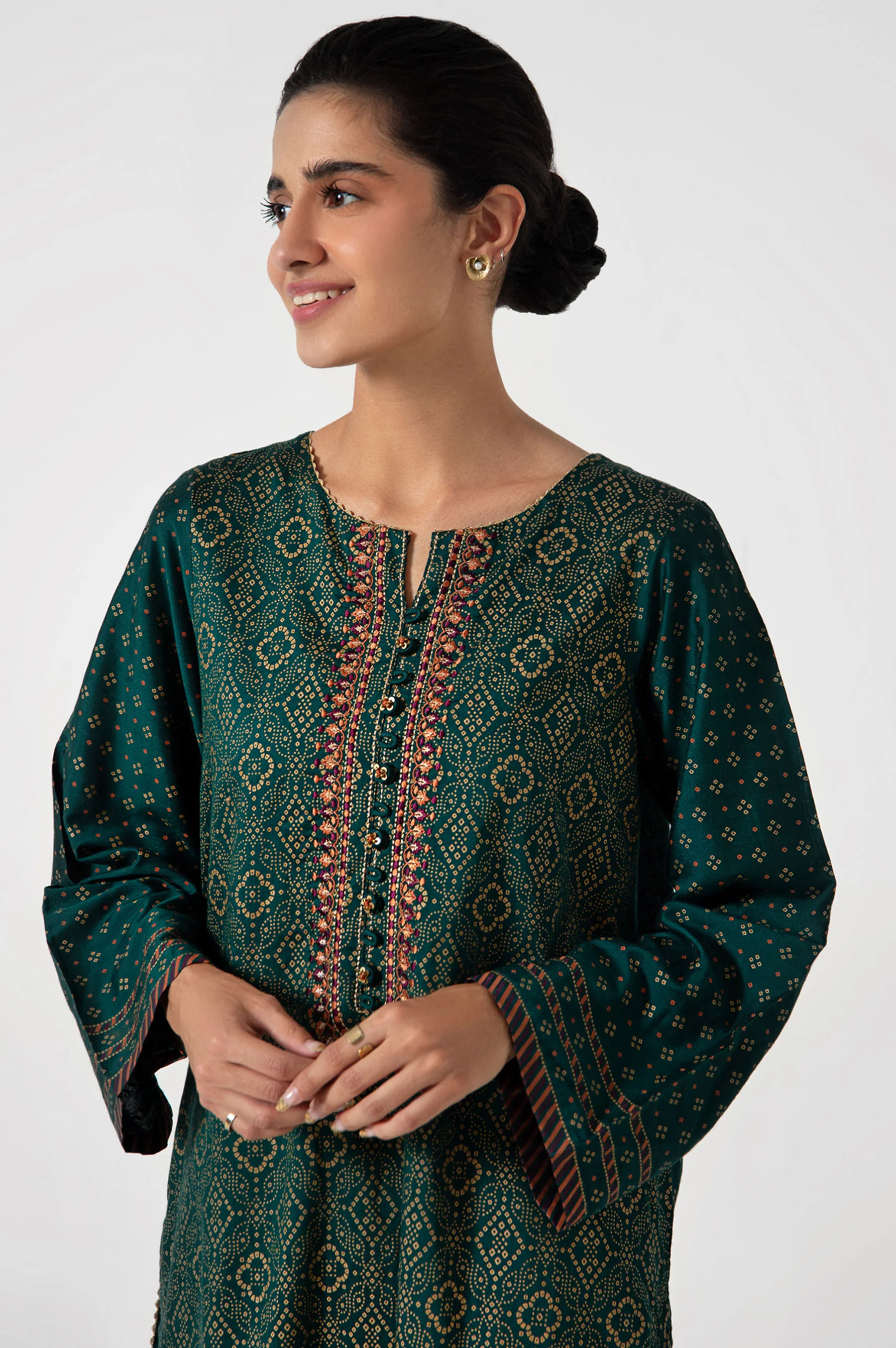 Stitched 2 Piece Zari Cotton Silk Embroidered Suit. - Image 3