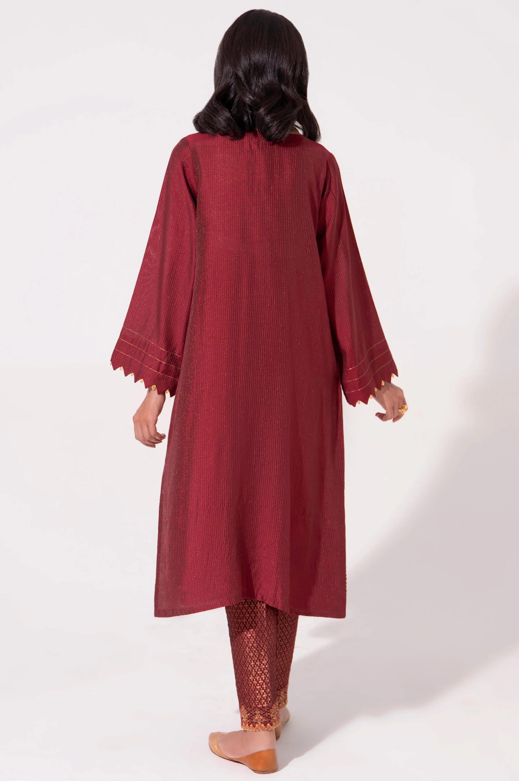 Stitched 2 Piece Cotton Silk Embroidered Suit. - Image 2
