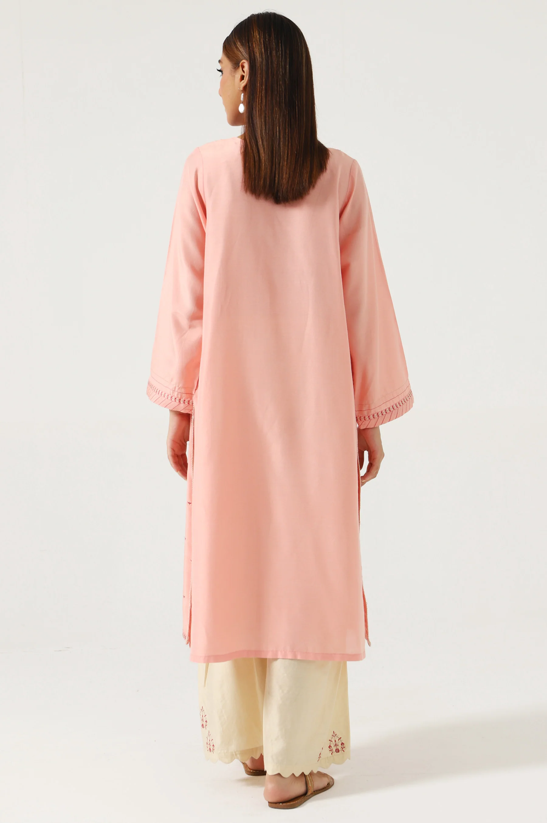 Stitched 2 Piece Cotton Silk Embroidered Outift - Image 4