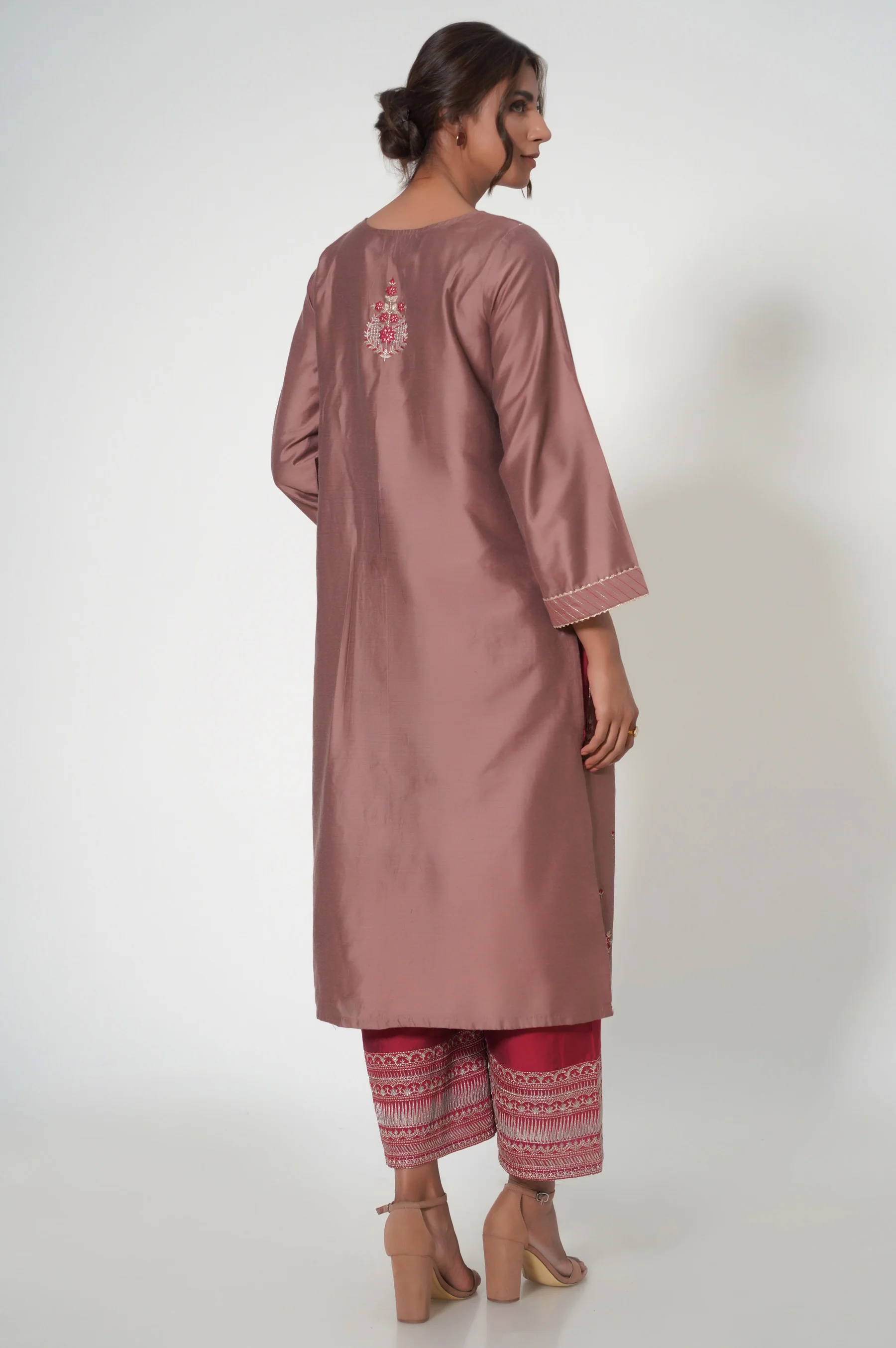 Stitched 2 Piece Cotton Silk Embroidered Outfit - Image 2