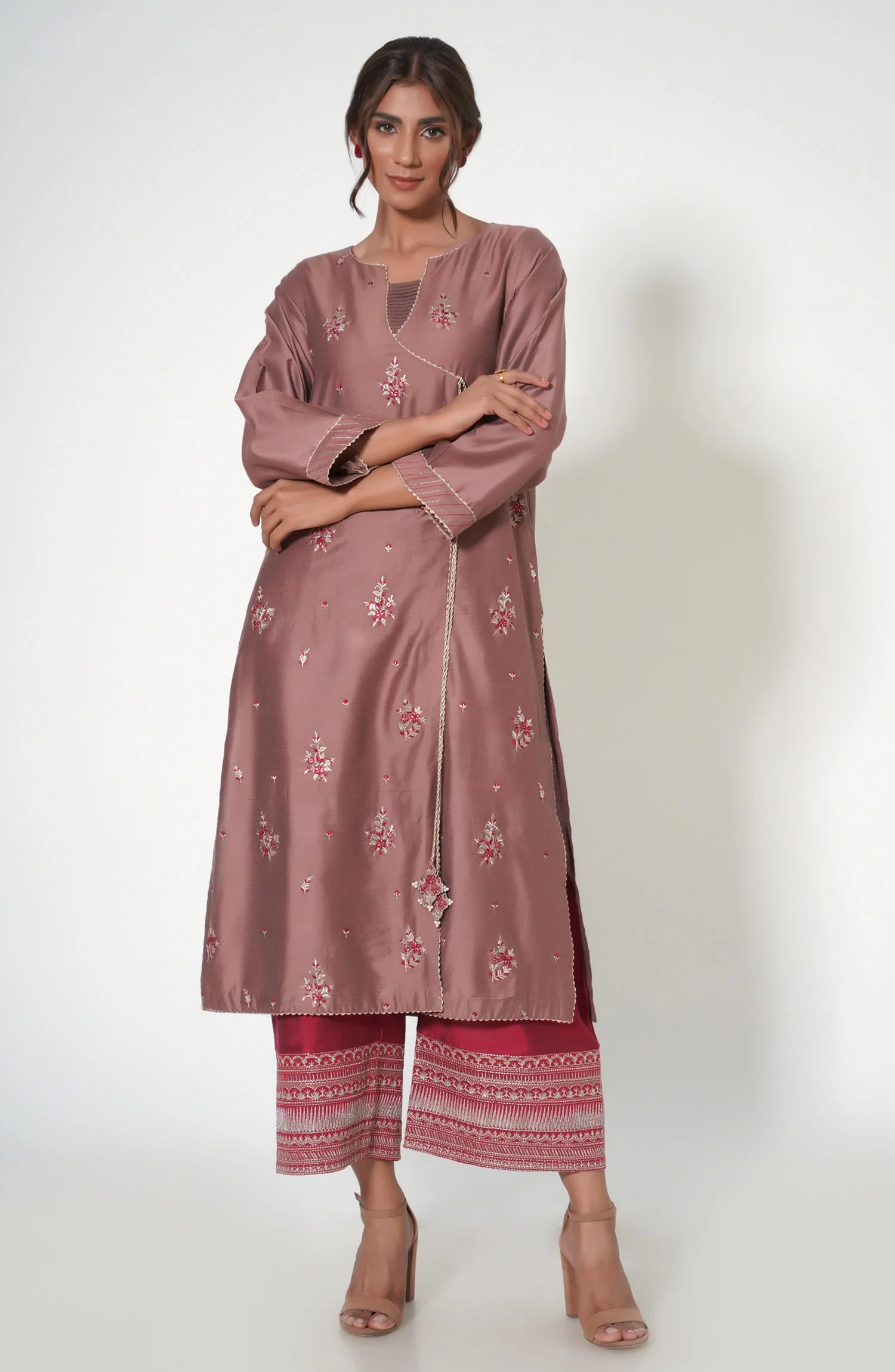 Stitched 2 Piece Cotton Silk Embroidered Outfit - Image 4